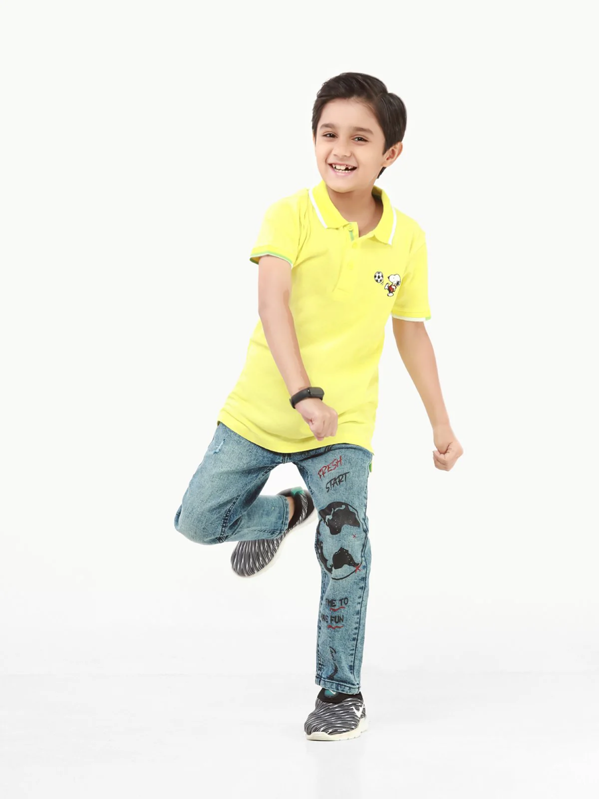 Boy's Neon Yellow Polo Shirt - EBTPS22-022 - Image 2