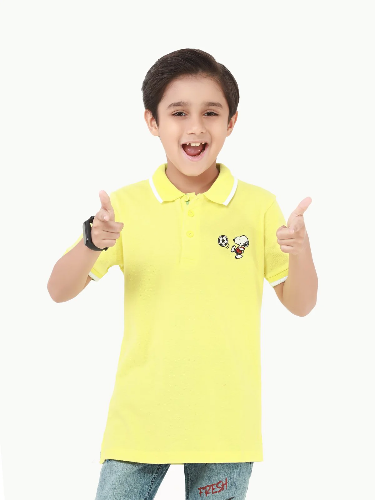 Boy's Neon Yellow Polo Shirt - EBTPS22-022 - Image 3