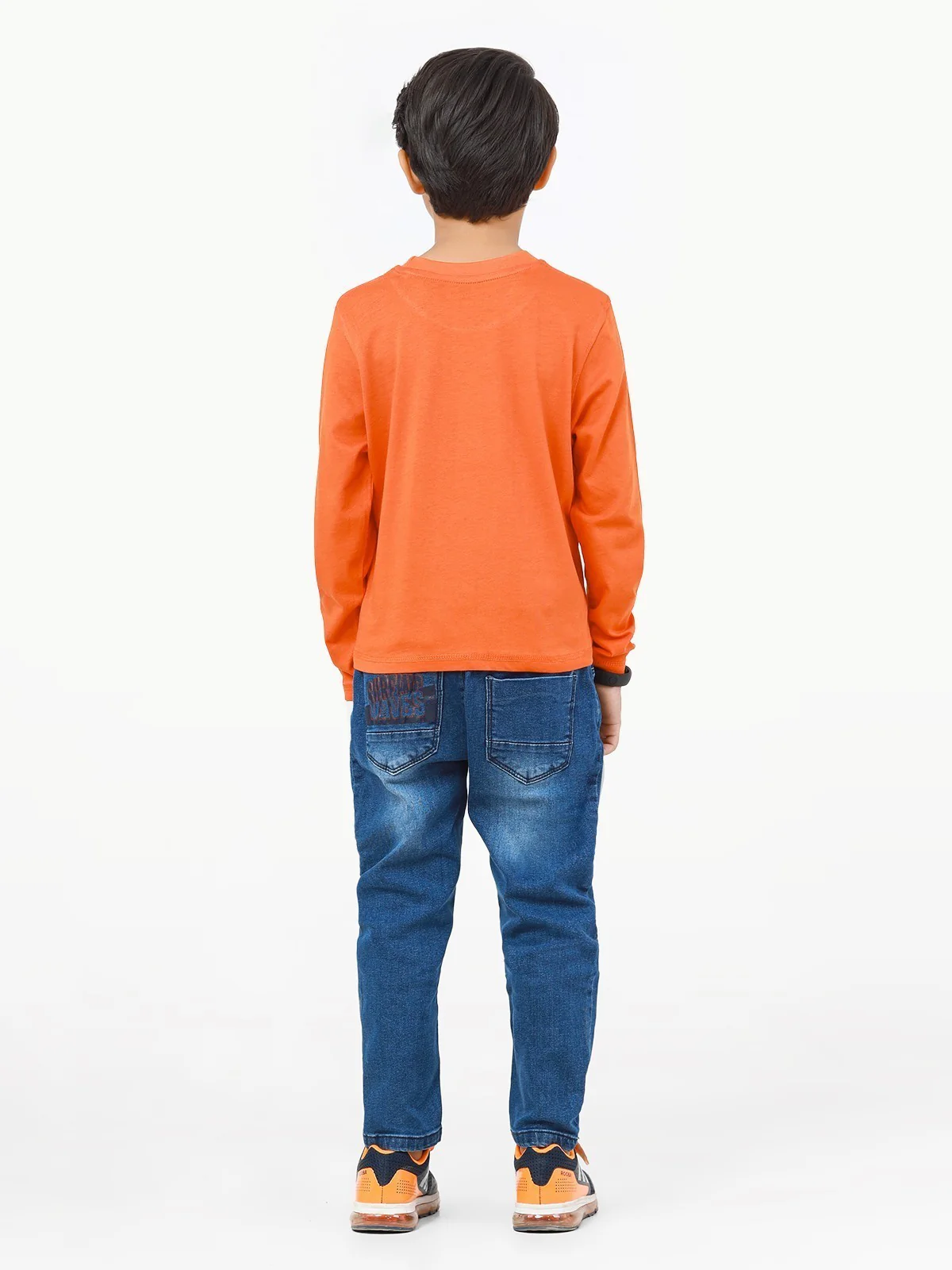 Boy's Orange & Grey Full Sleeve T-Shirt - EBTGF22-017 - Image 6