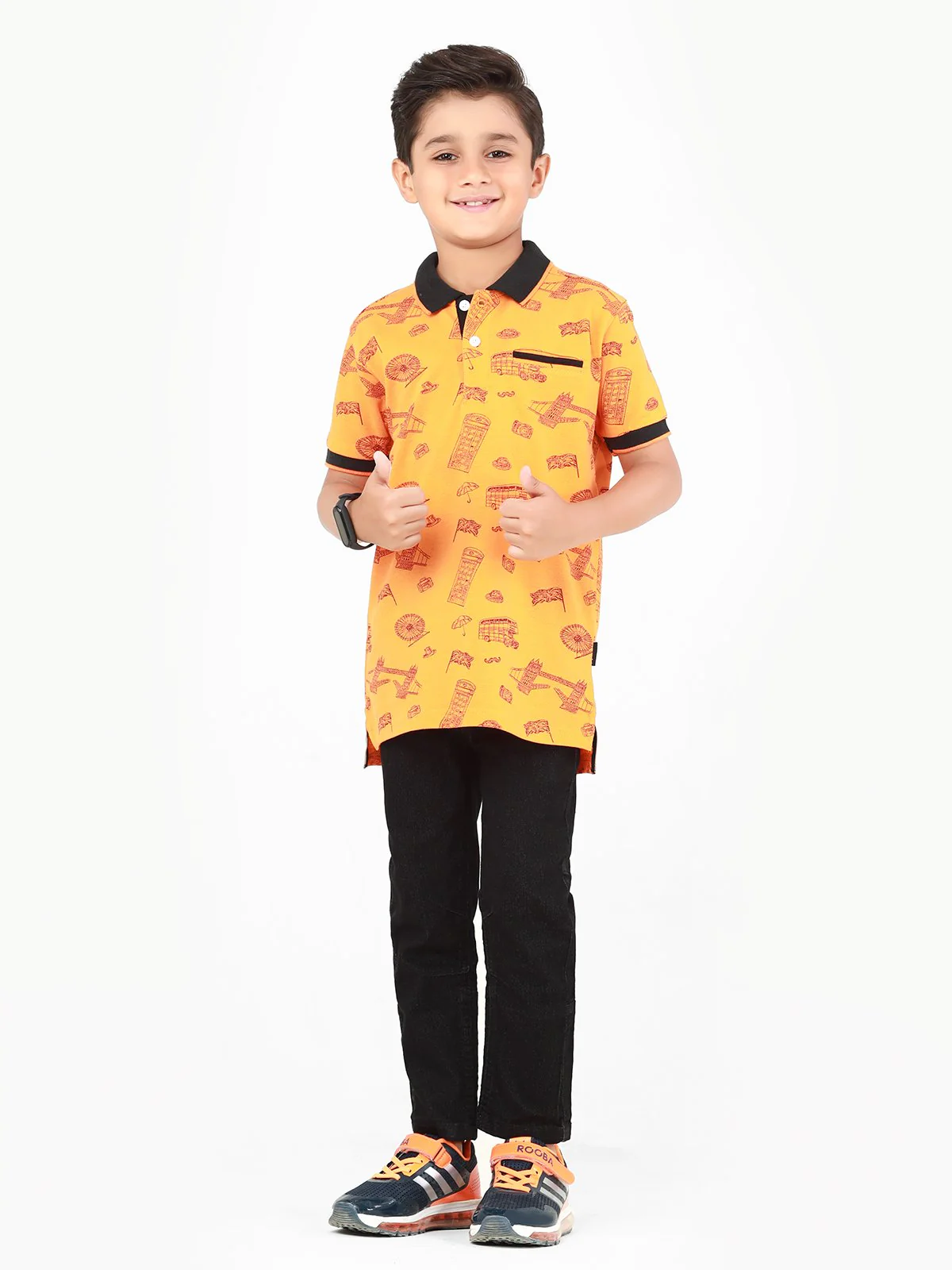 Boy's Orange Polo Shirt - EBTPS22-007 - Image 2