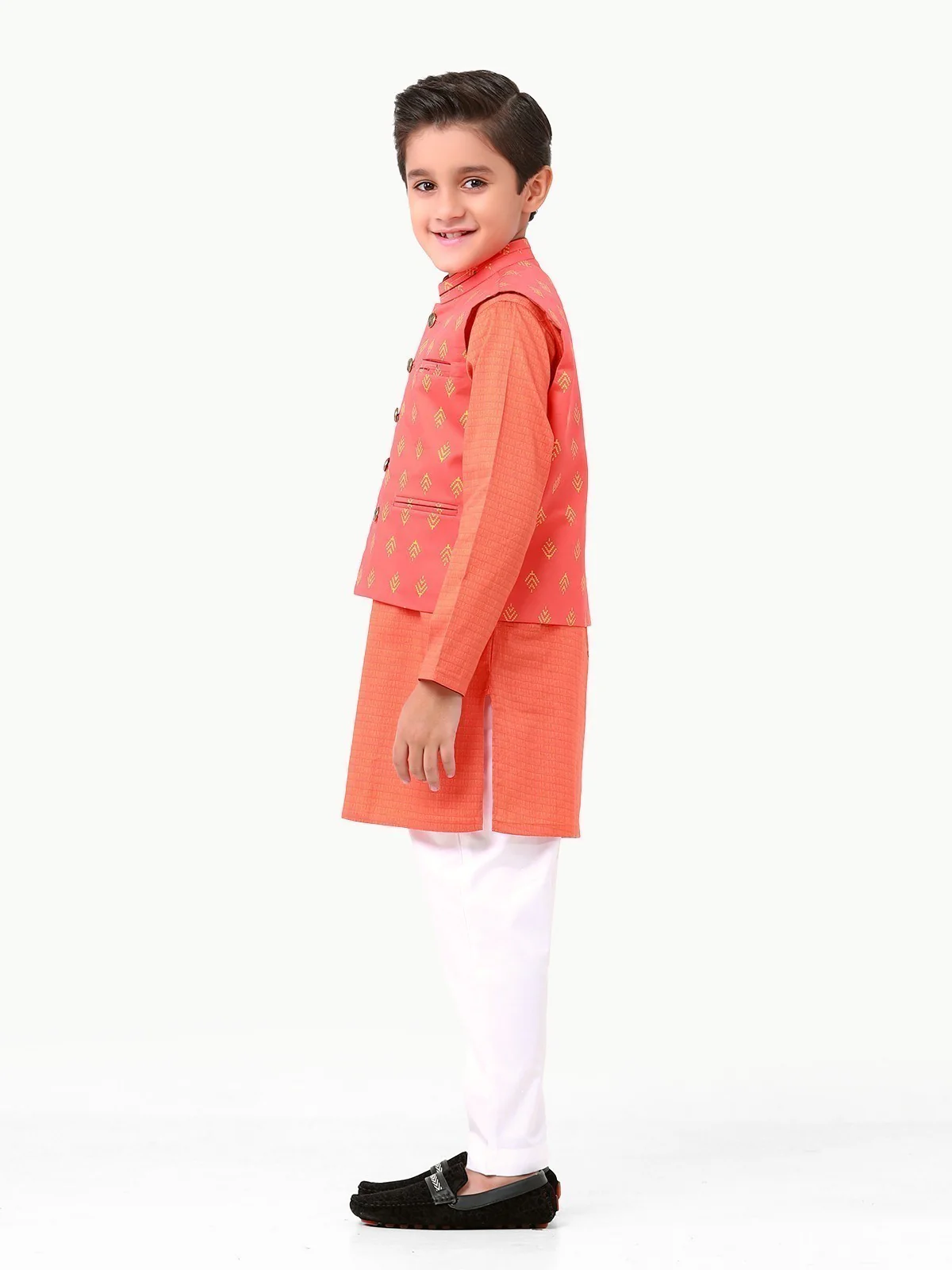 Boy's Orange Waist Coat Suit - EBTWCS22-25175 - Image 3