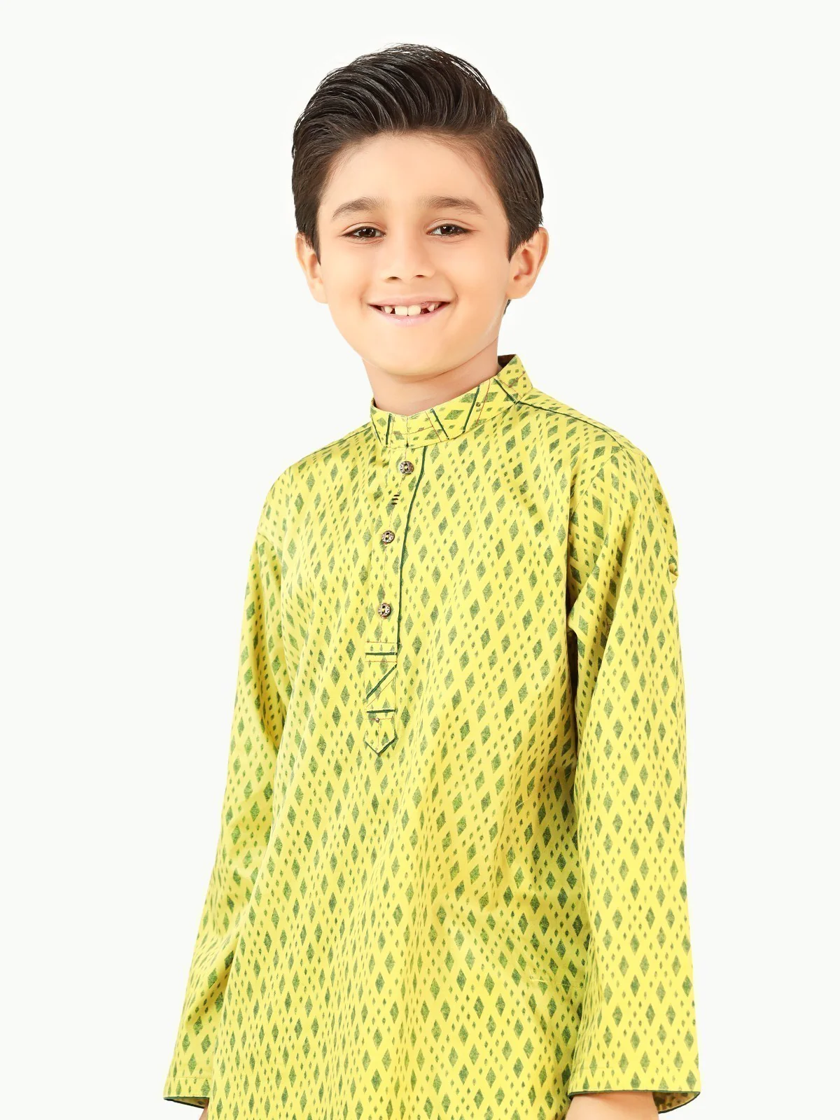 Boy's Parrot Green Kurta - EBTK22-3839 - Image 2