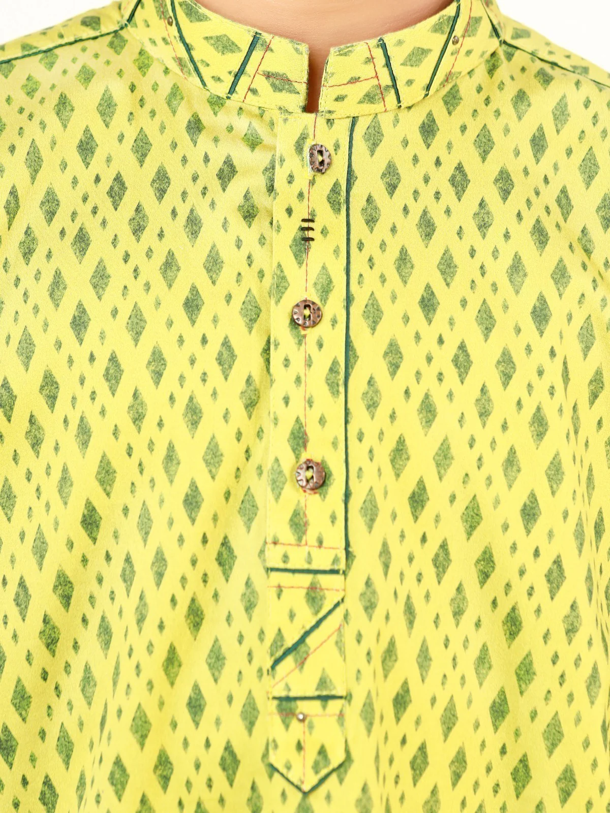Boy's Parrot Green Kurta - EBTK22-3839 - Image 4