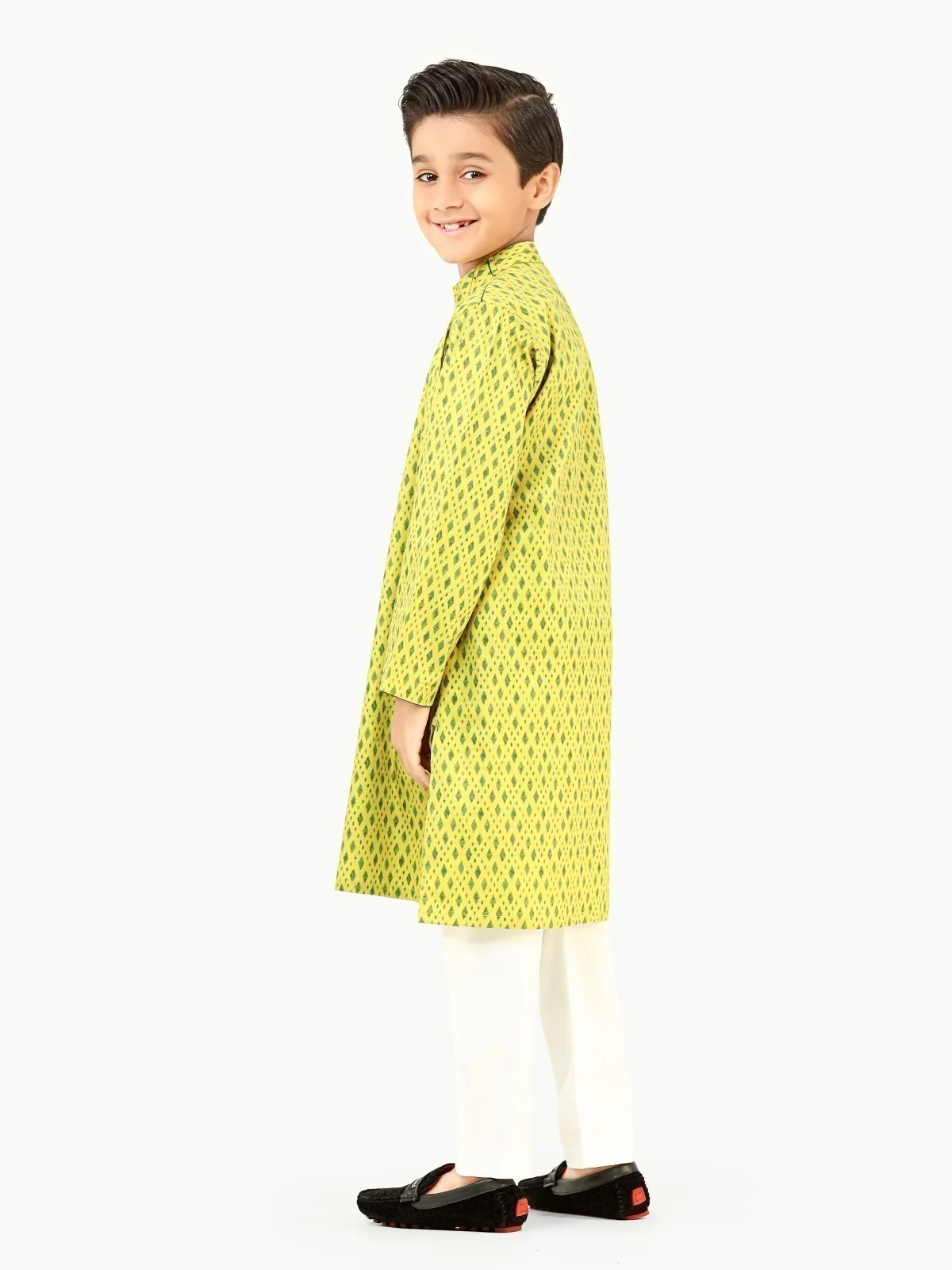 Boy's Parrot Green Kurta - EBTK22-3839 - Image 5