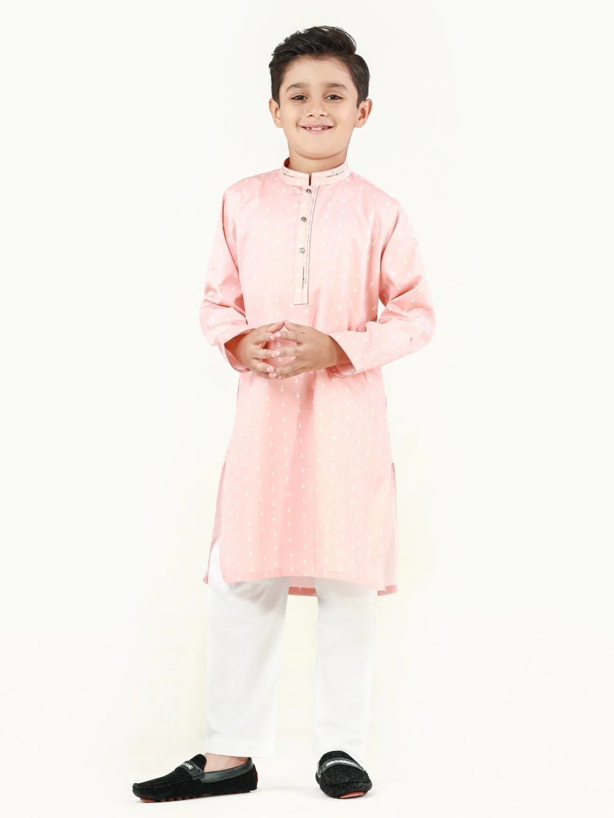Boy's Peach Kurta - EBTK22-3843 - Image 3
