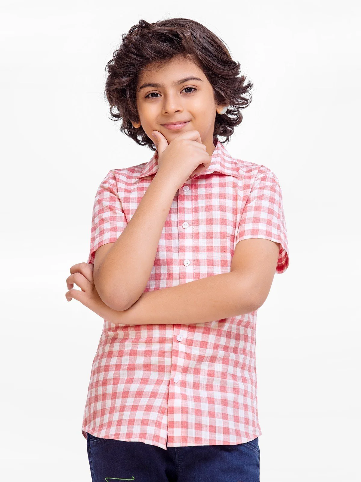 Boy's Peach & White Shirt - EBTS23-27493