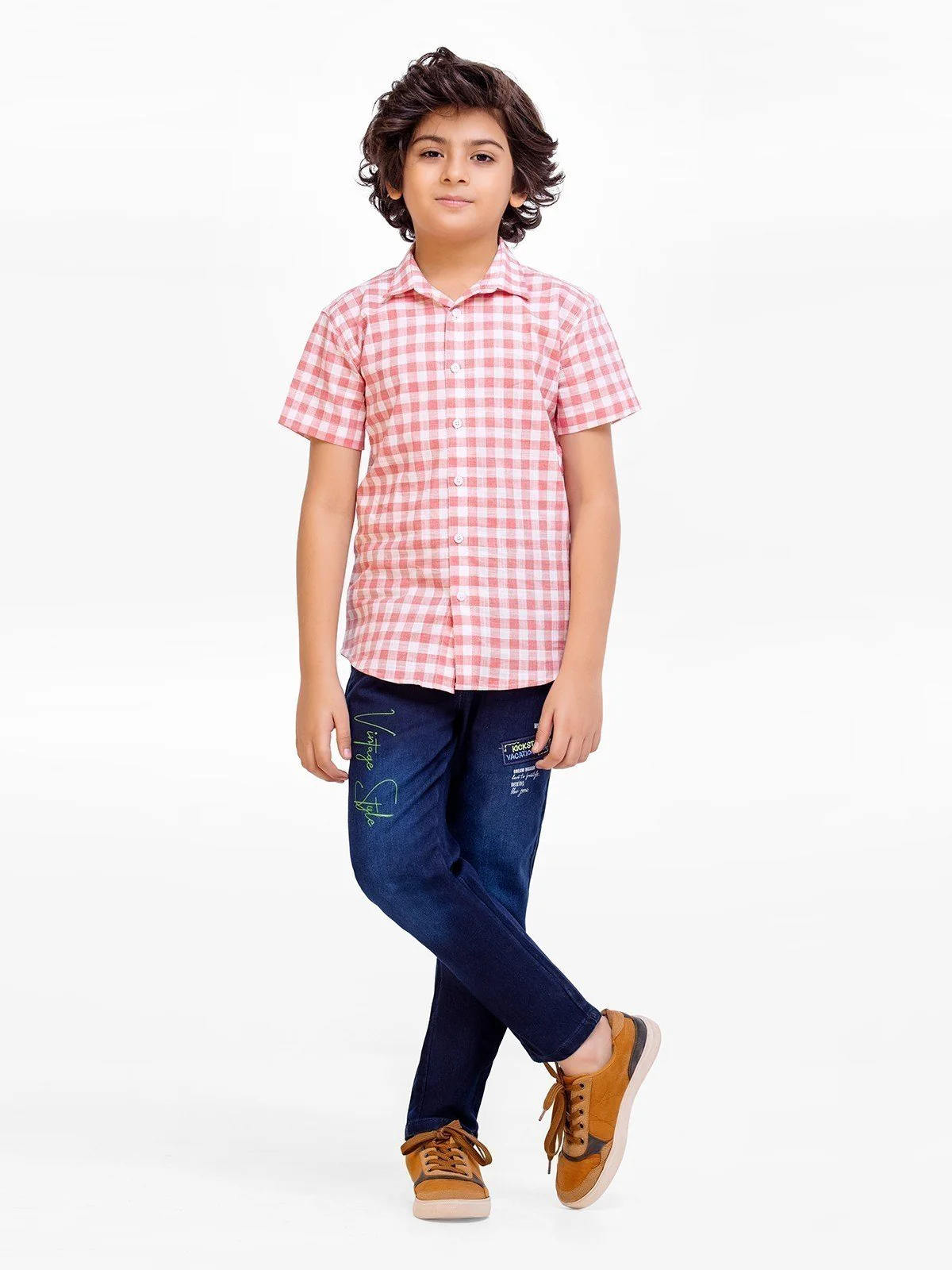 Boy's Peach & White Shirt - EBTS23-27493 - Image 2