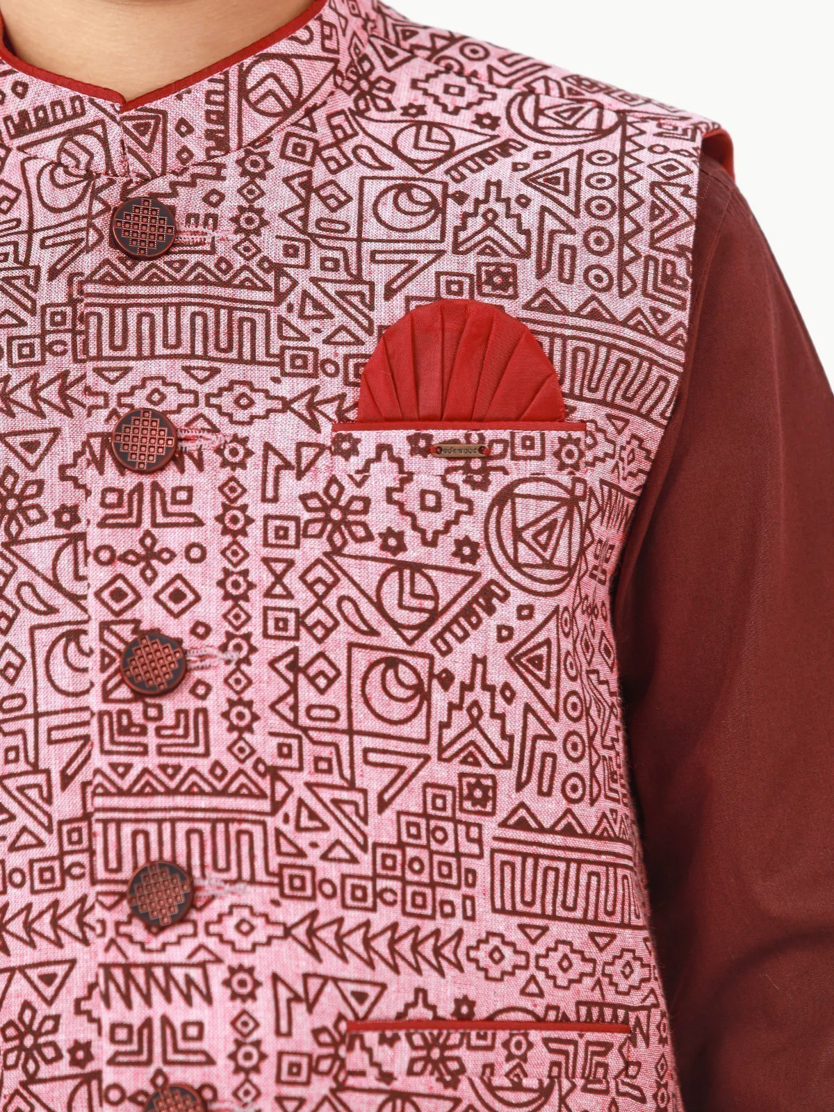 Boy's Pink & Burgundy Waist Coat Suit - EBTWCS22-25172 - Image 5