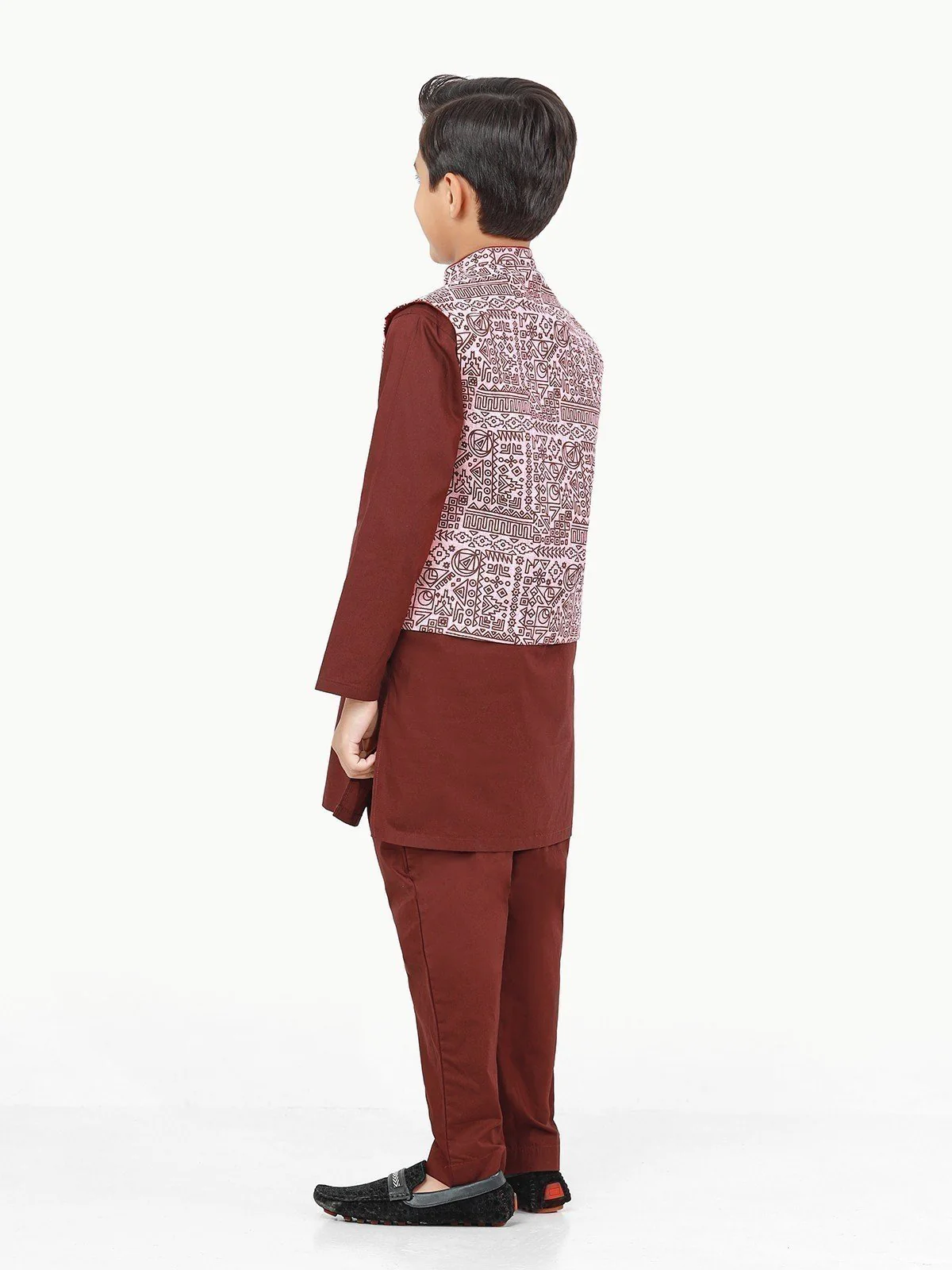 Boy's Pink & Burgundy Waist Coat Suit - EBTWCS22-25172 - Image 6