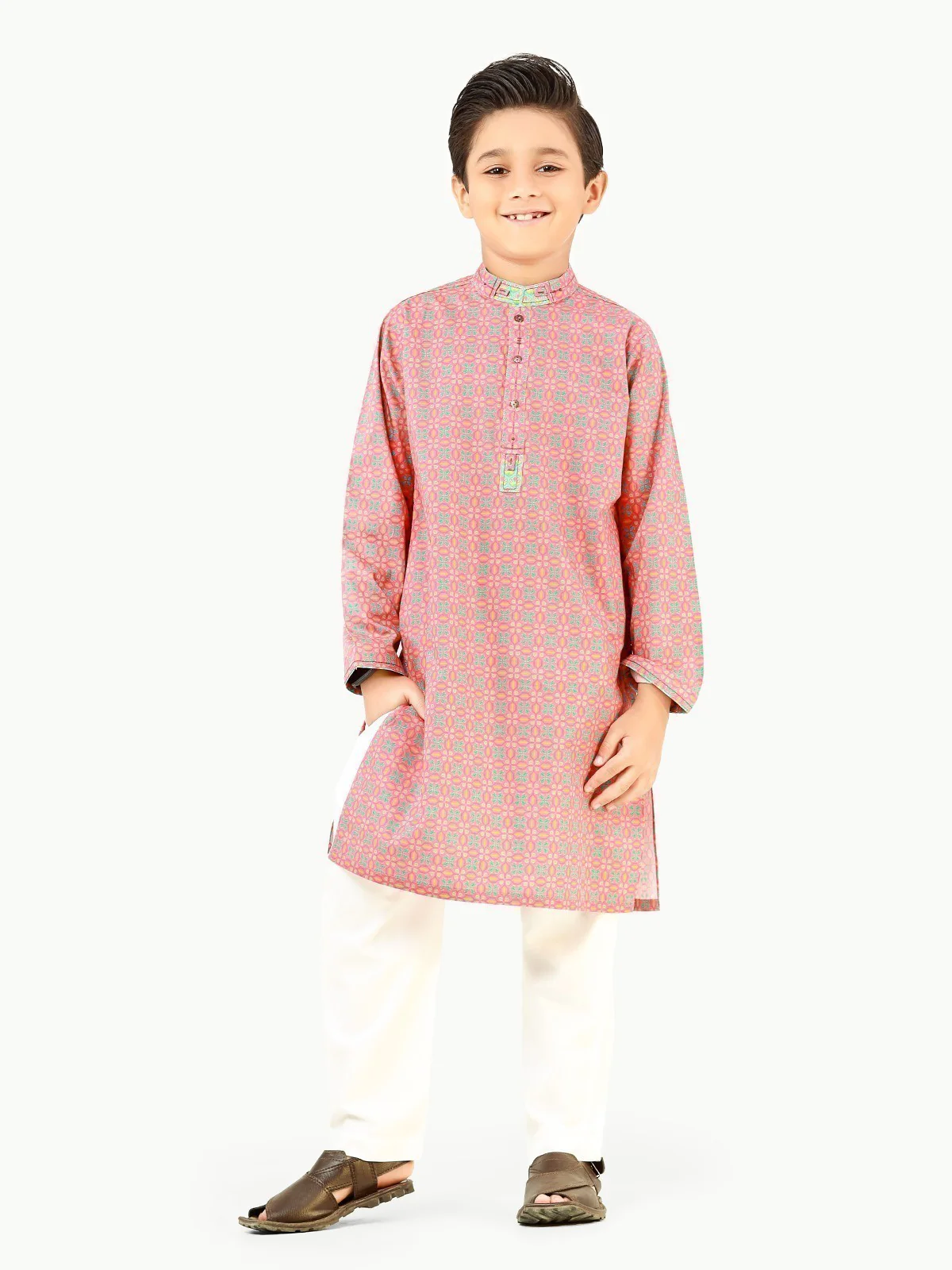 Boy's Pink Kurta - EBTK22-3825 - Image 3