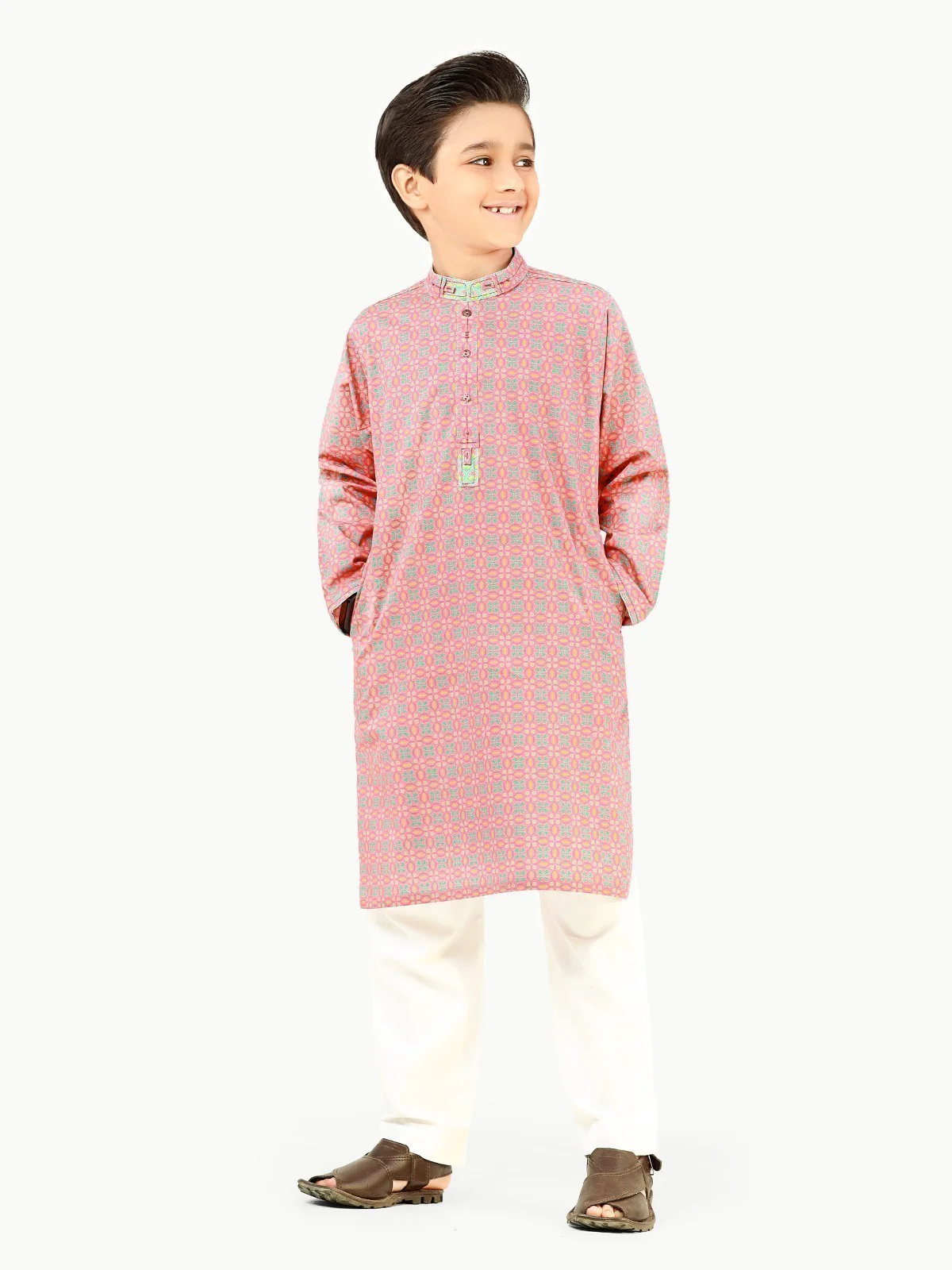 Boy's Pink Kurta - EBTK22-3825 - Image 7