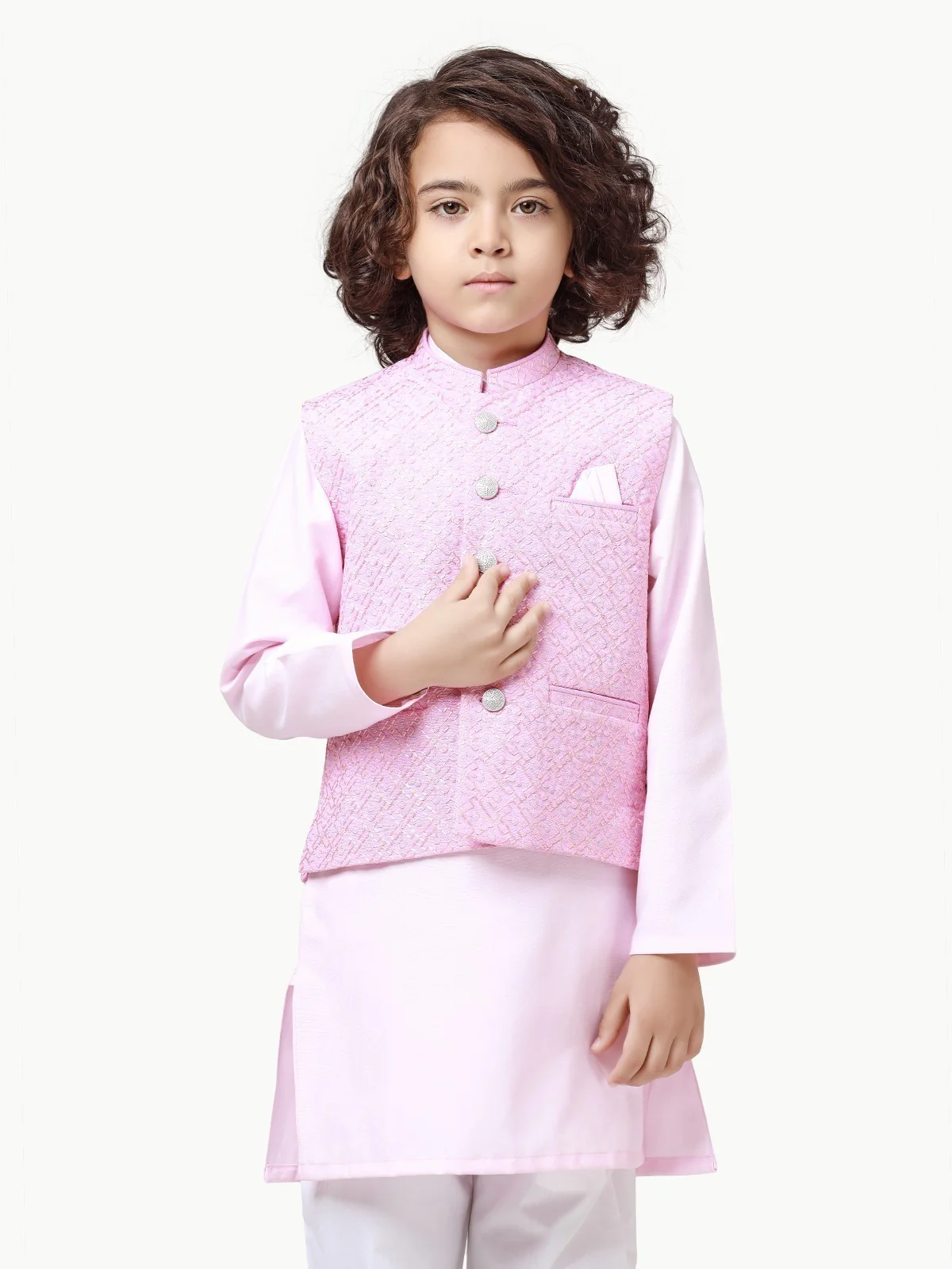 Boy's Pink Waist Coat Suit - EBTWCSC22-019 - Image 2