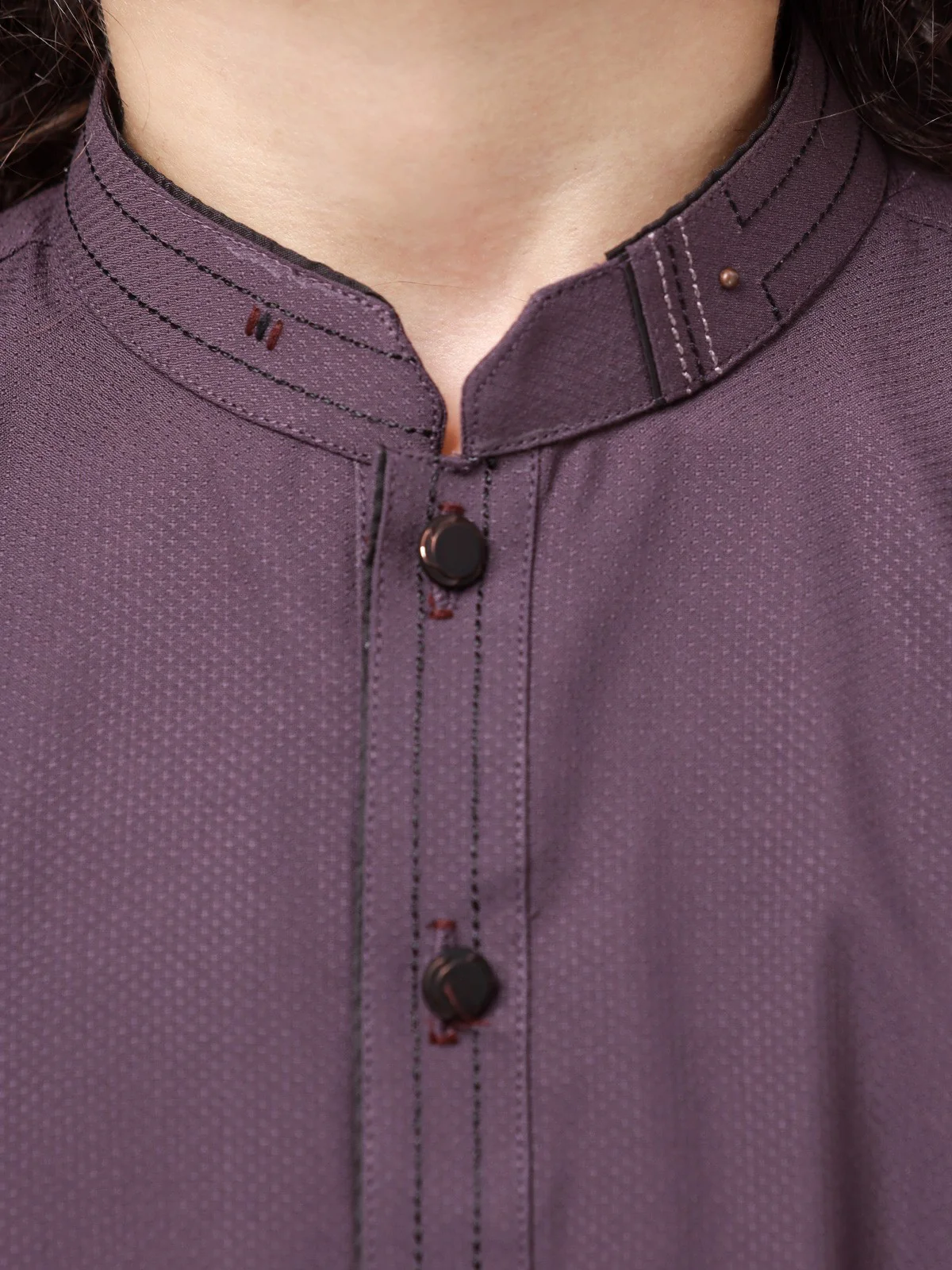 Boy's Plum Kurta Shalwar - EBTKS23-3872 - Image 3