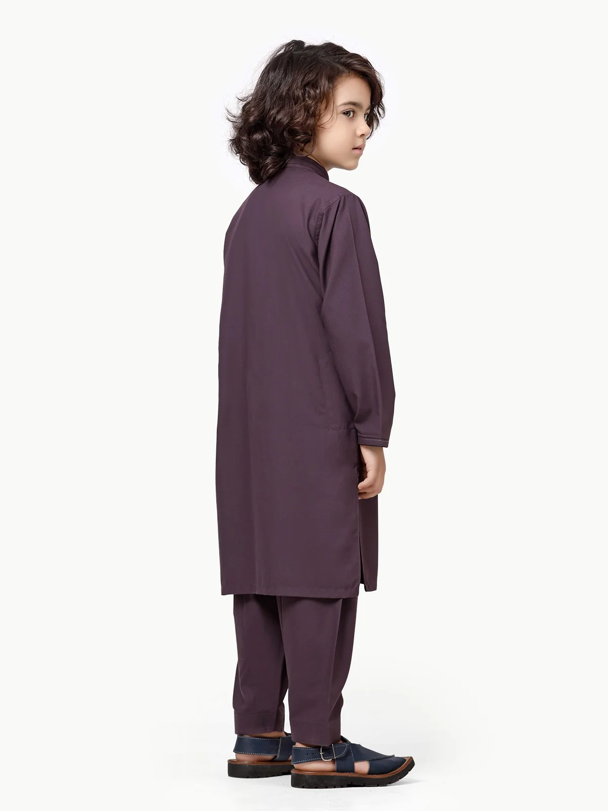 Boy's Plum Kurta Shalwar - EBTKS23-3872 - Image 5