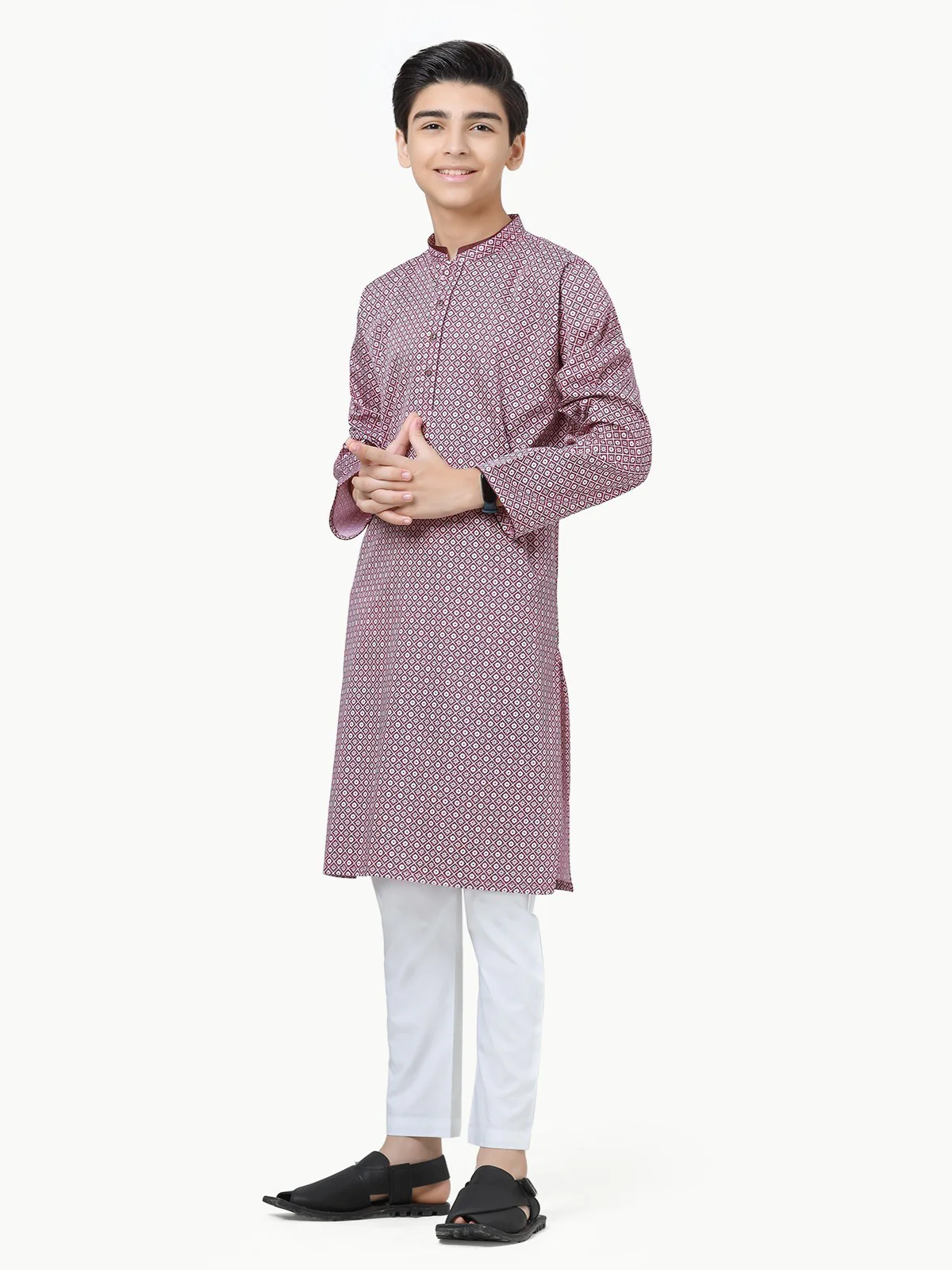 Boy's Purple Kurta - EBTK23-3837 - Image 3