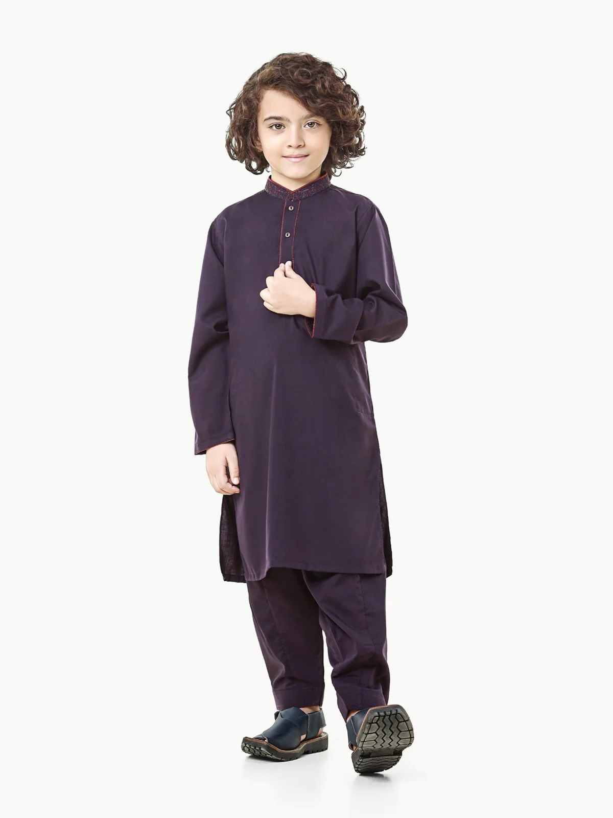 Boy's Purple Kurta Shalwar - EBTKS23-3829 - Image 3