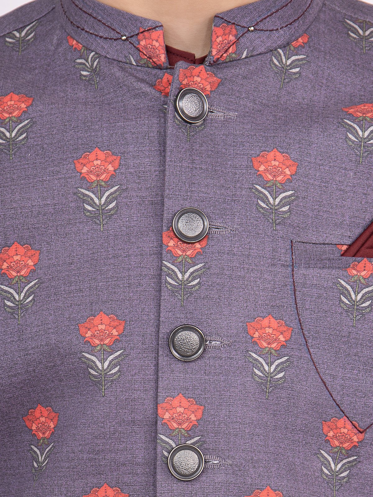 Boy's Purple & Maroon Waist Coat Suit - EBTWCS22-25158 - Image 5