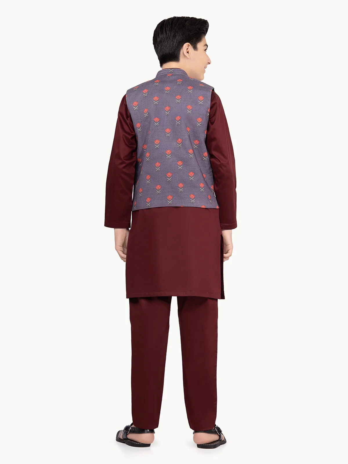 Boy's Purple & Maroon Waist Coat Suit - EBTWCS22-25158 - Image 6