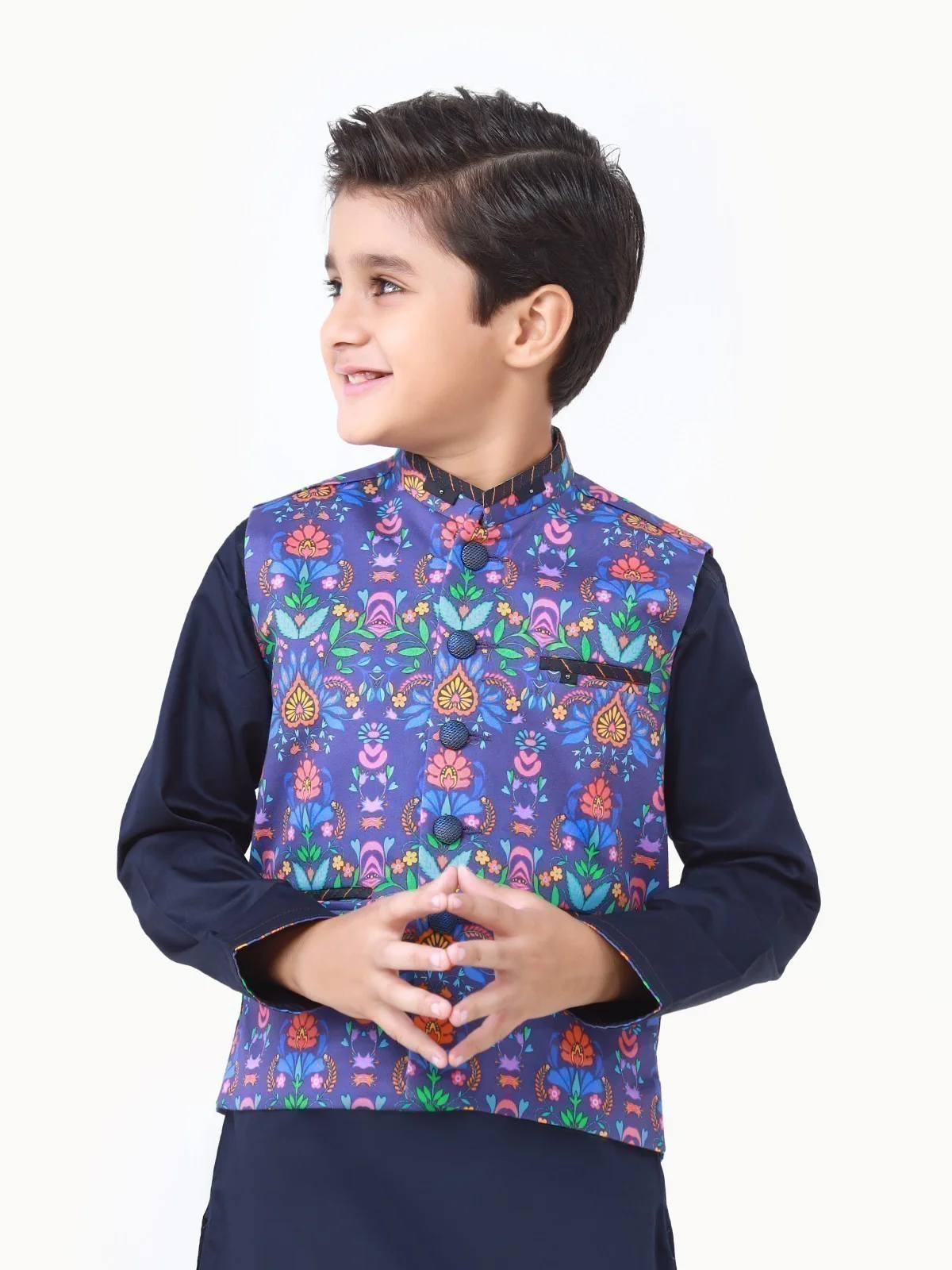 Boy's Purple & Navy Waist Coat Suit - EBTWCS22-25166 - Image 2