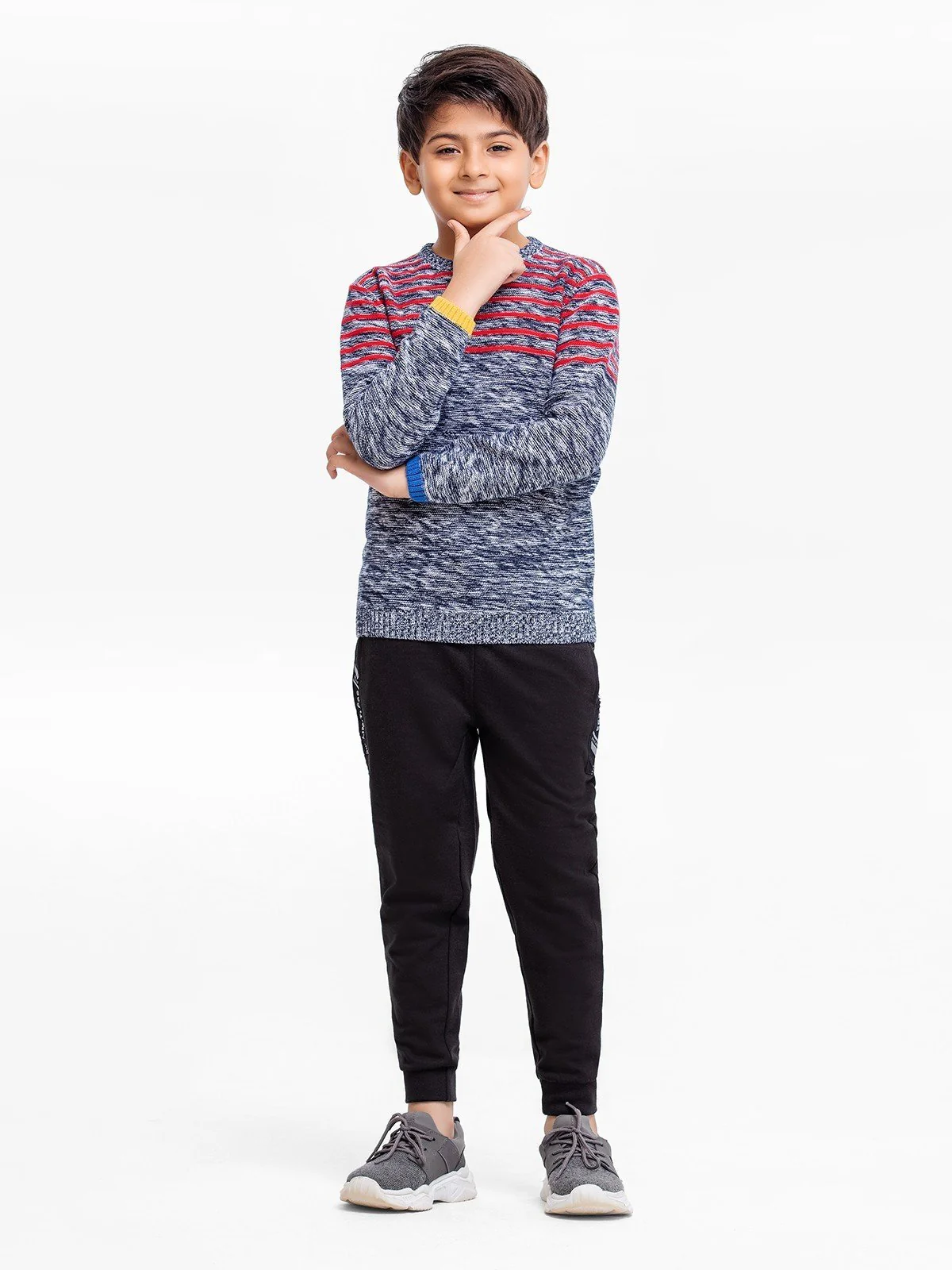 Boy's Red & Navy Sweater - EBTSWT22-008