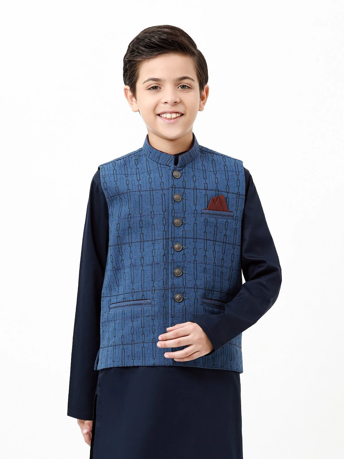 Boy's Royal Blue & Navy Waist Coat Suit - EBTWCSC22-016 - Image 2