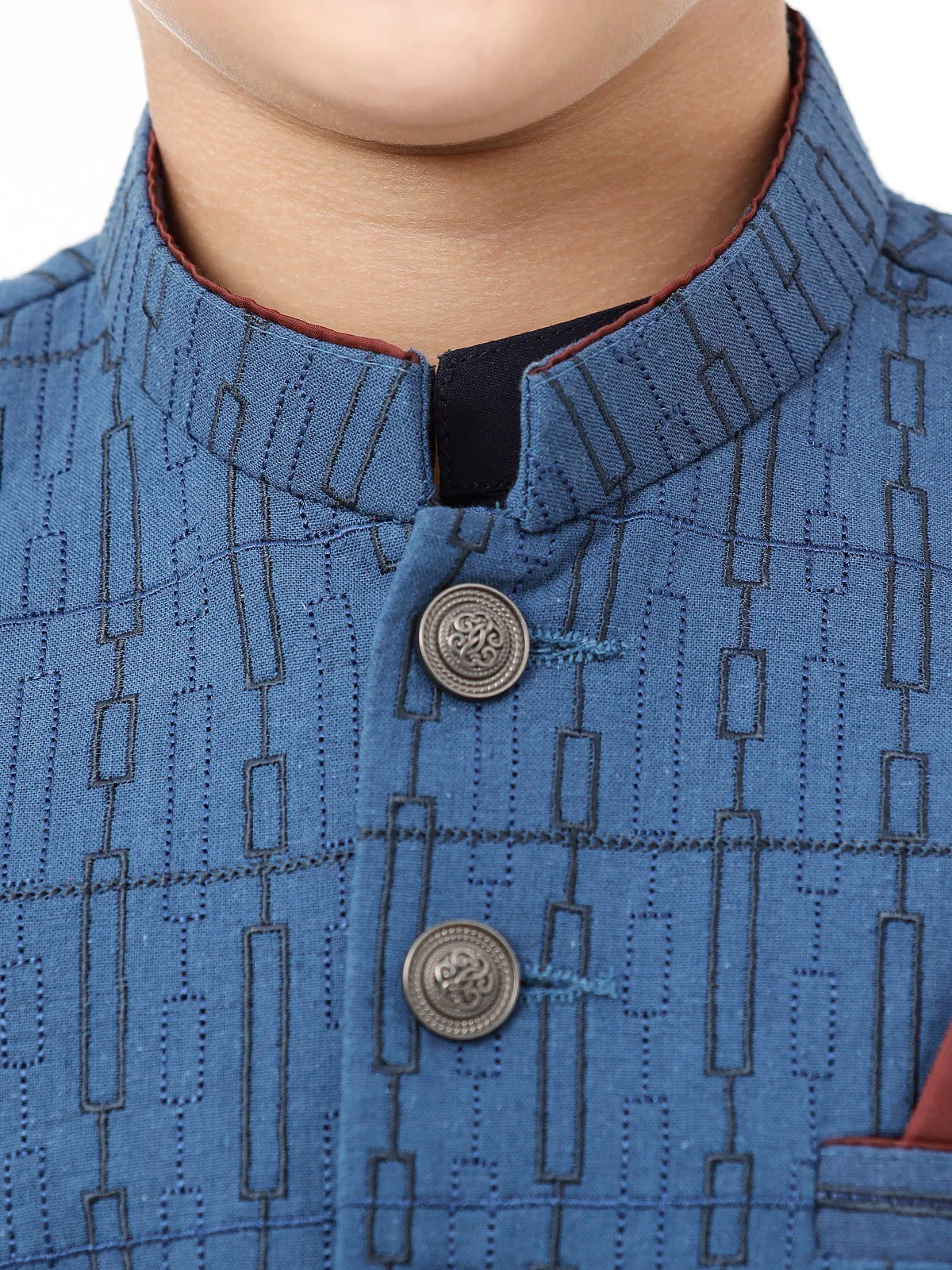 Boy's Royal Blue & Navy Waist Coat Suit - EBTWCSC22-016 - Image 4