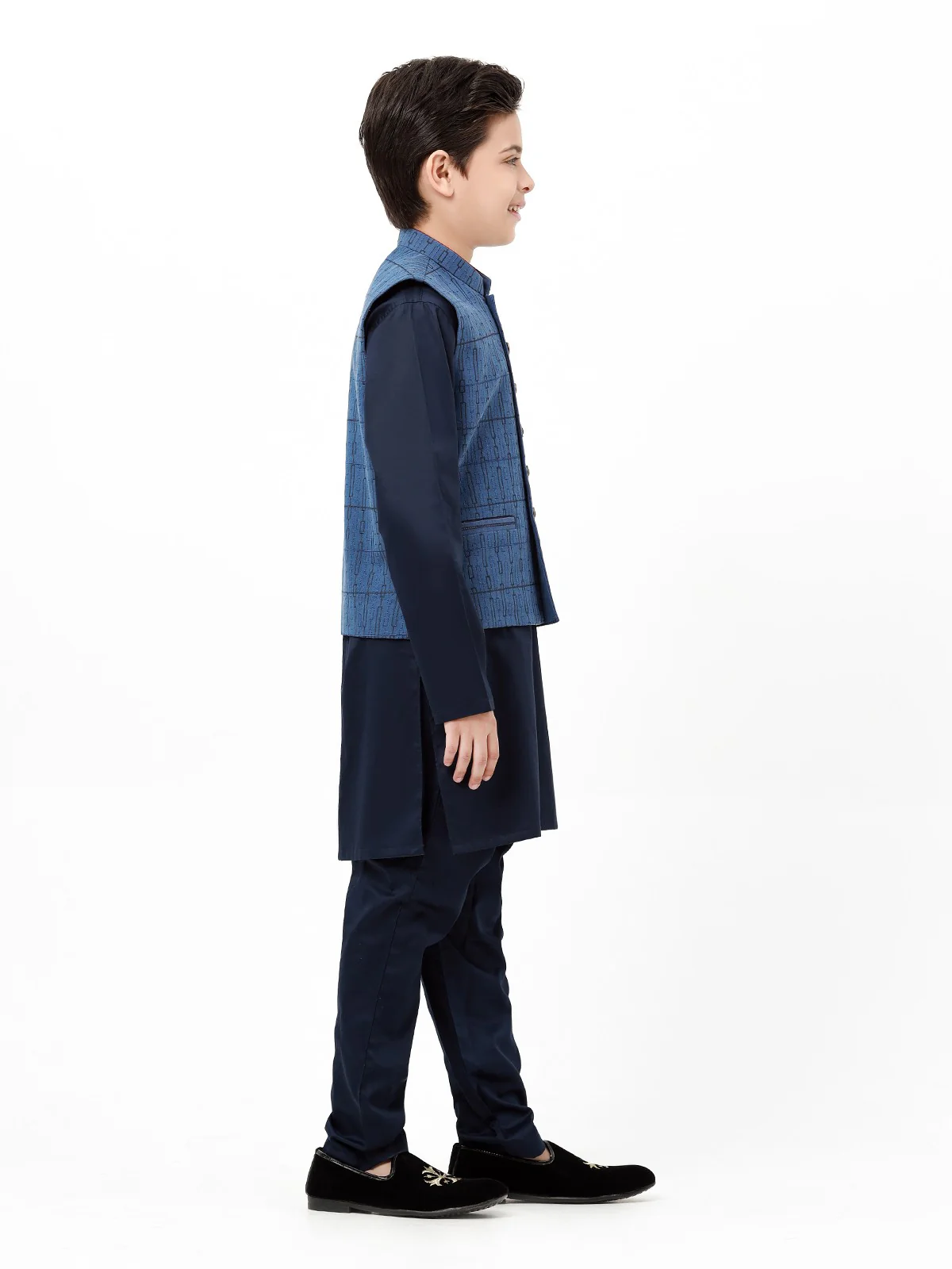 Boy's Royal Blue & Navy Waist Coat Suit - EBTWCSC22-016 - Image 5