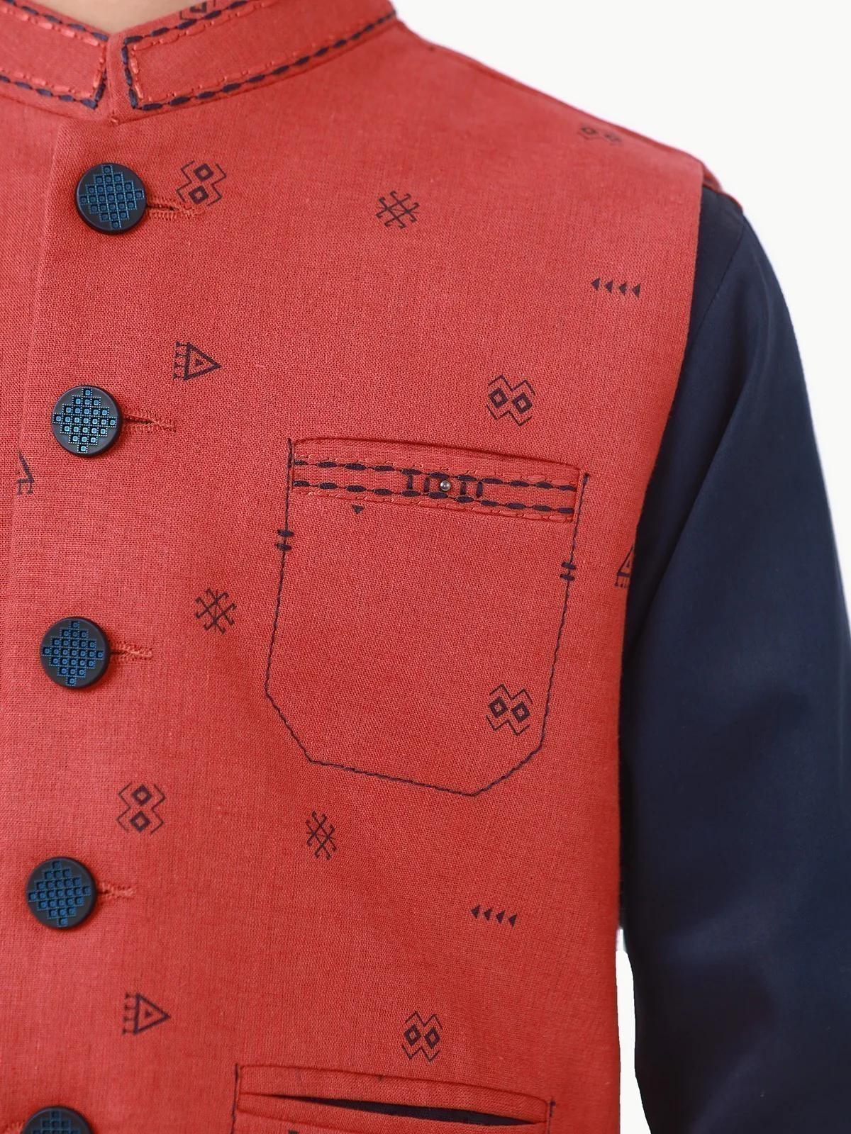 Boy's Rust & Navy Waist Coat Suit - EBTWCS22-25171 - Image 4