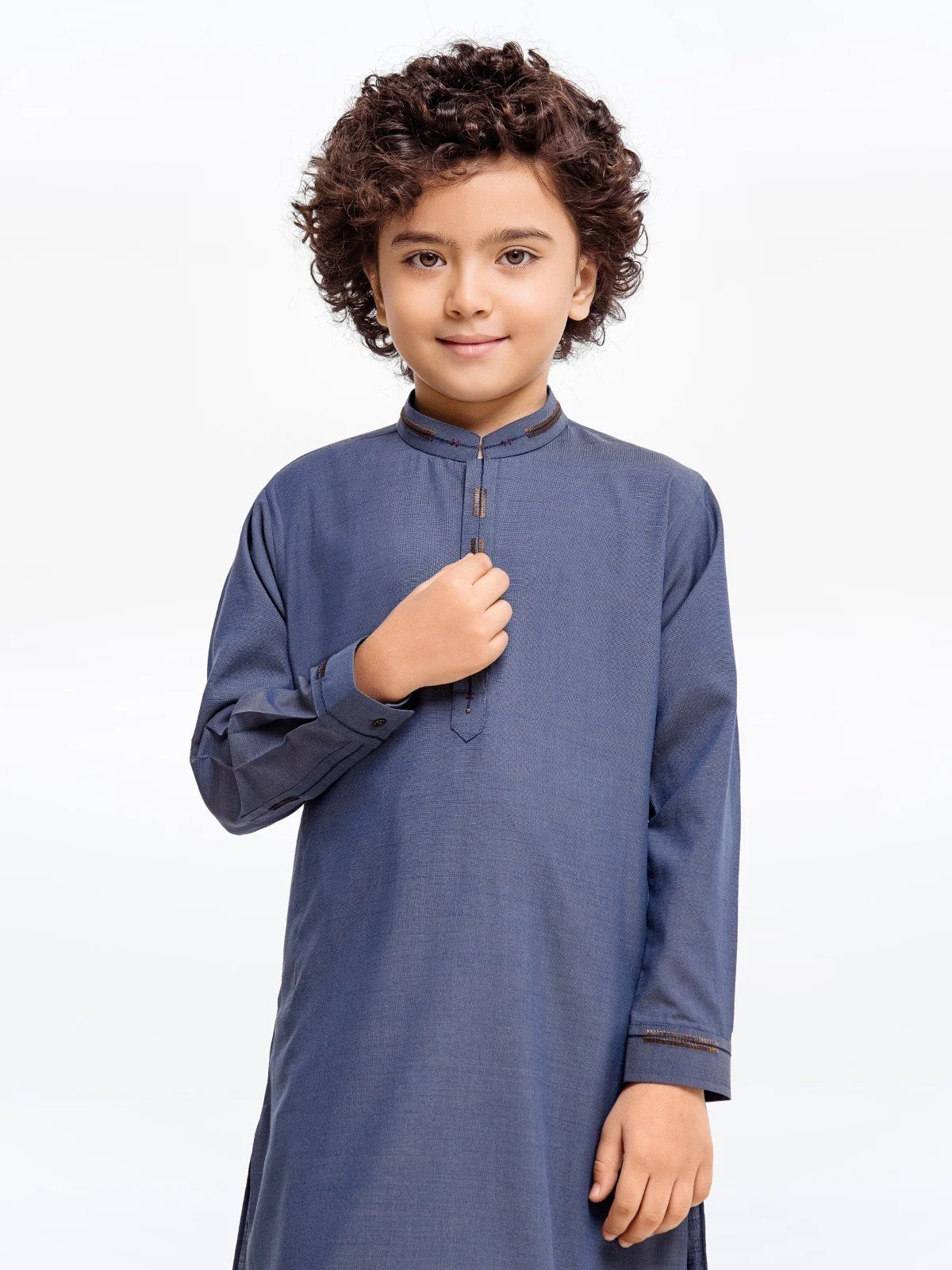 Boy's Steel Blue Kurta Shalwar - EBTKS23-3879 - Image 2