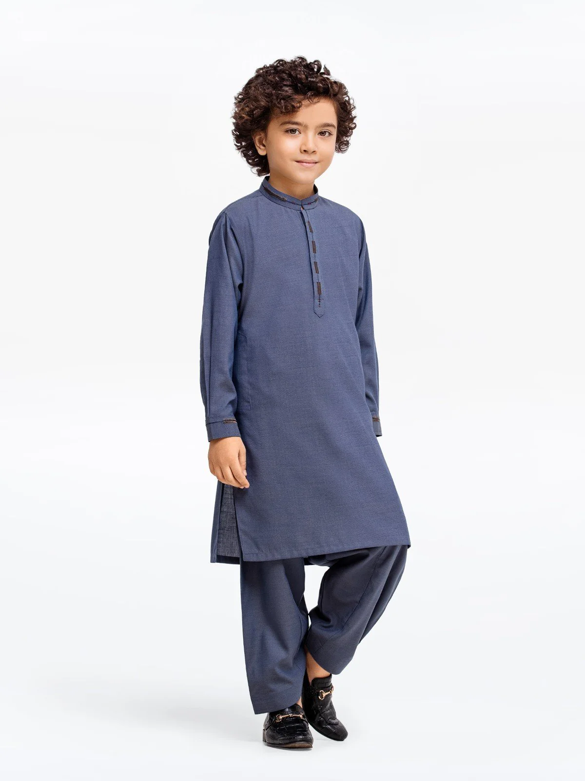 Boy's Steel Blue Kurta Shalwar - EBTKS23-3879 - Image 3