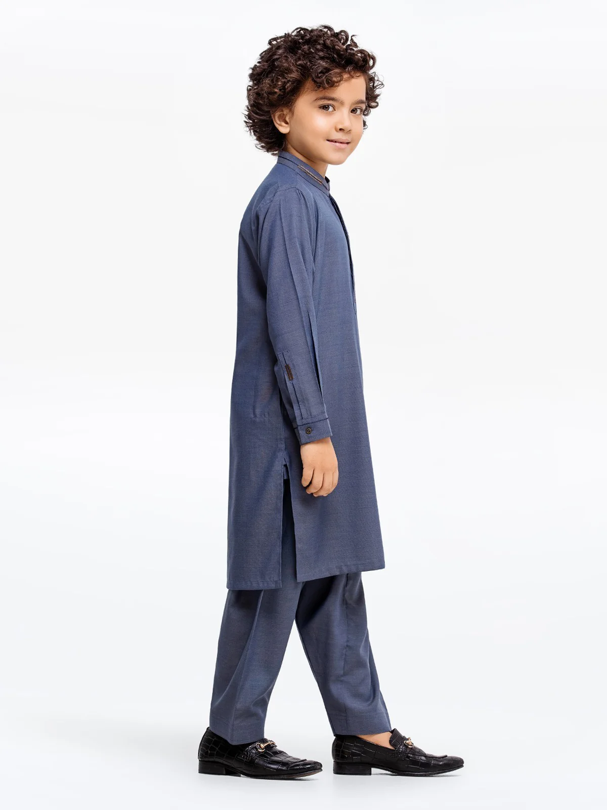 Boy's Steel Blue Kurta Shalwar - EBTKS23-3879 - Image 4