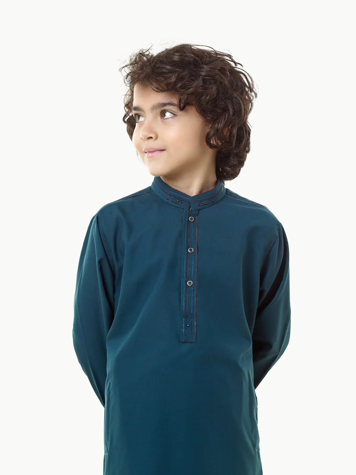 Boy's Teal Blue Kurta Shalwar - EBTKS23-3814 - Image 2
