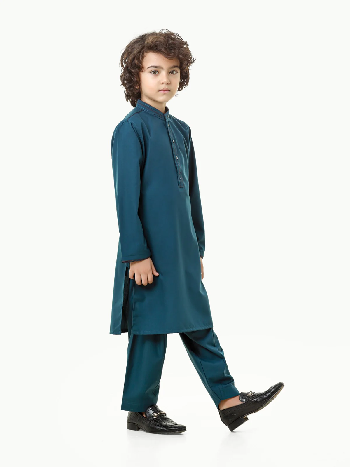Boy's Teal Blue Kurta Shalwar - EBTKS23-3814 - Image 3
