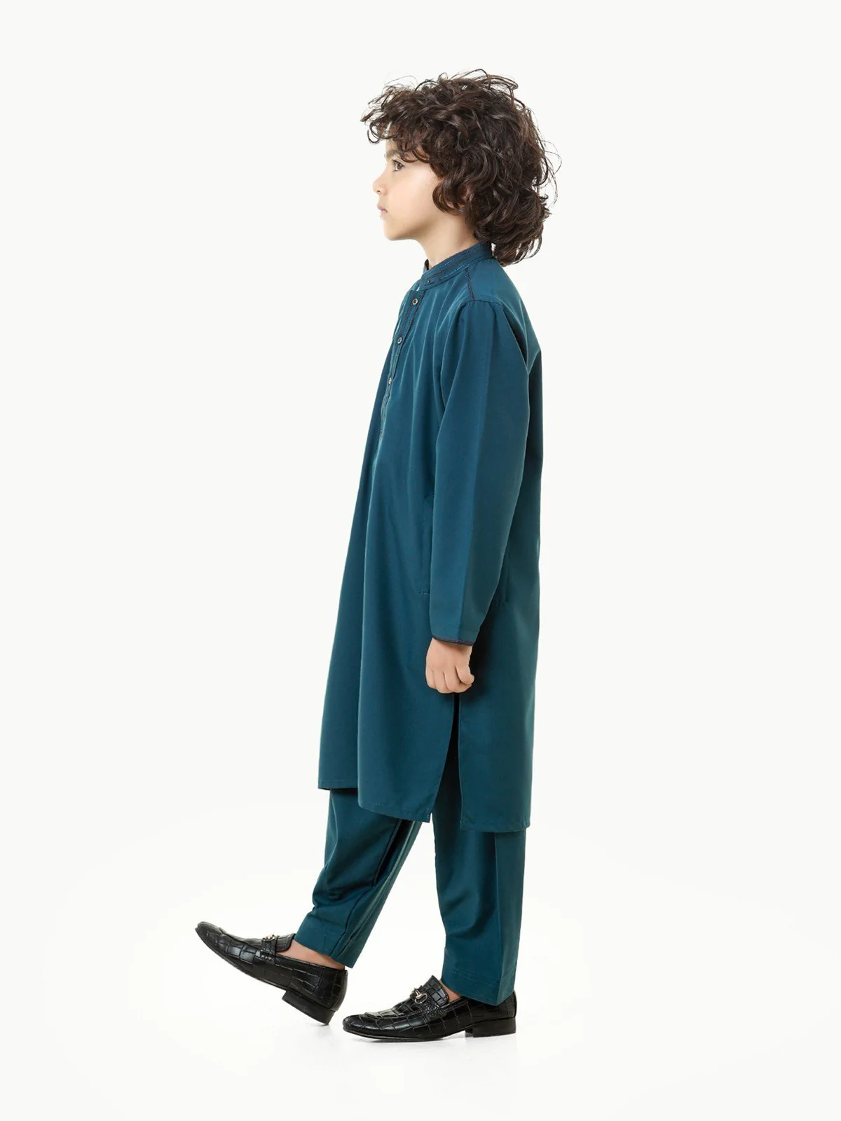 Boy's Teal Blue Kurta Shalwar - EBTKS23-3814 - Image 4