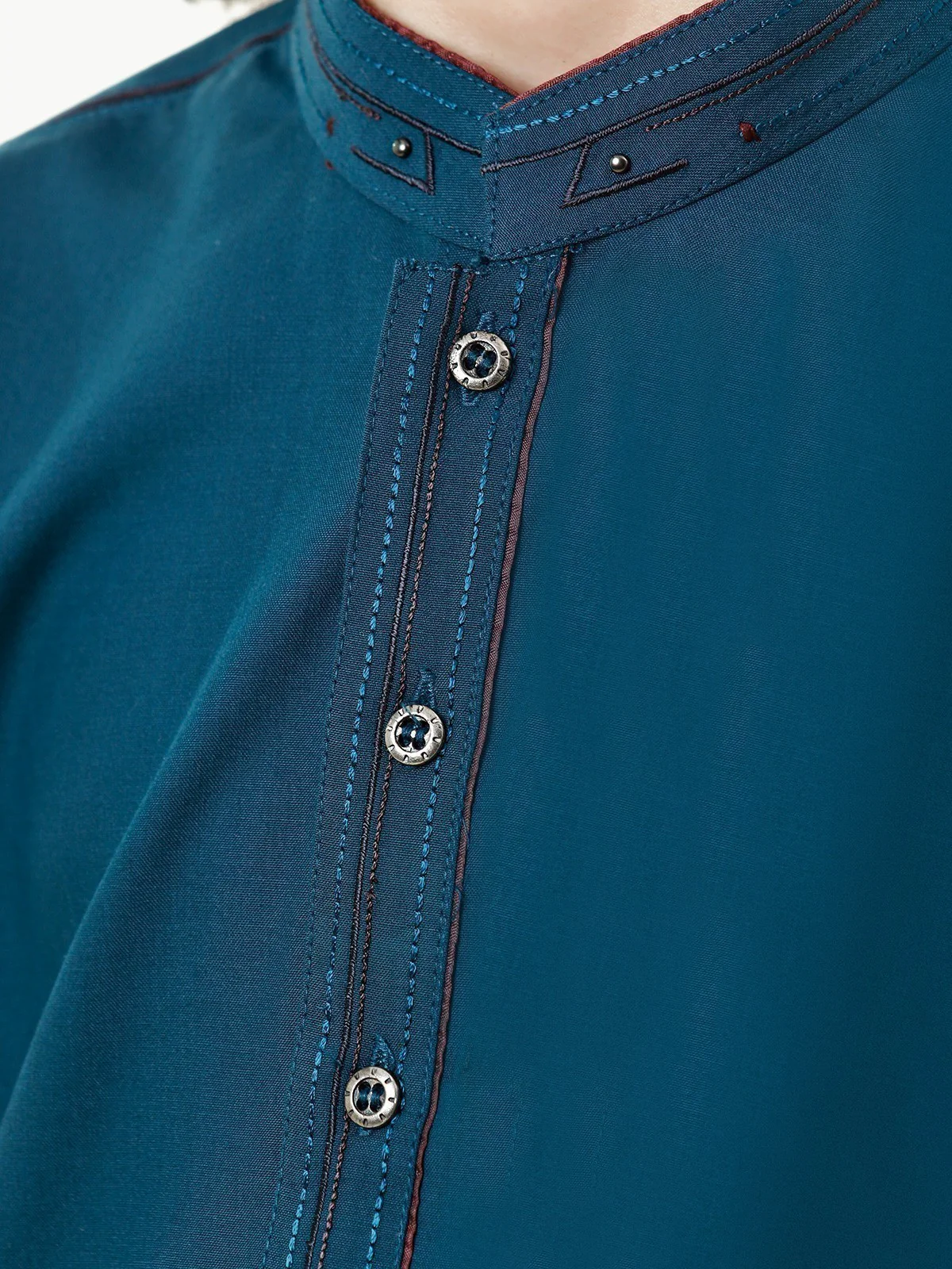 Boy's Teal Blue Kurta Shalwar - EBTKS23-3814 - Image 5