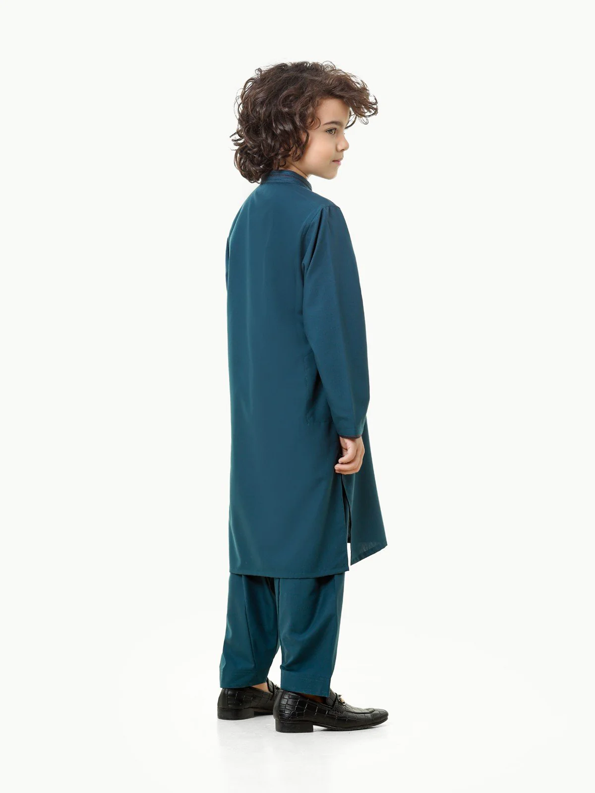 Boy's Teal Blue Kurta Shalwar - EBTKS23-3814 - Image 6