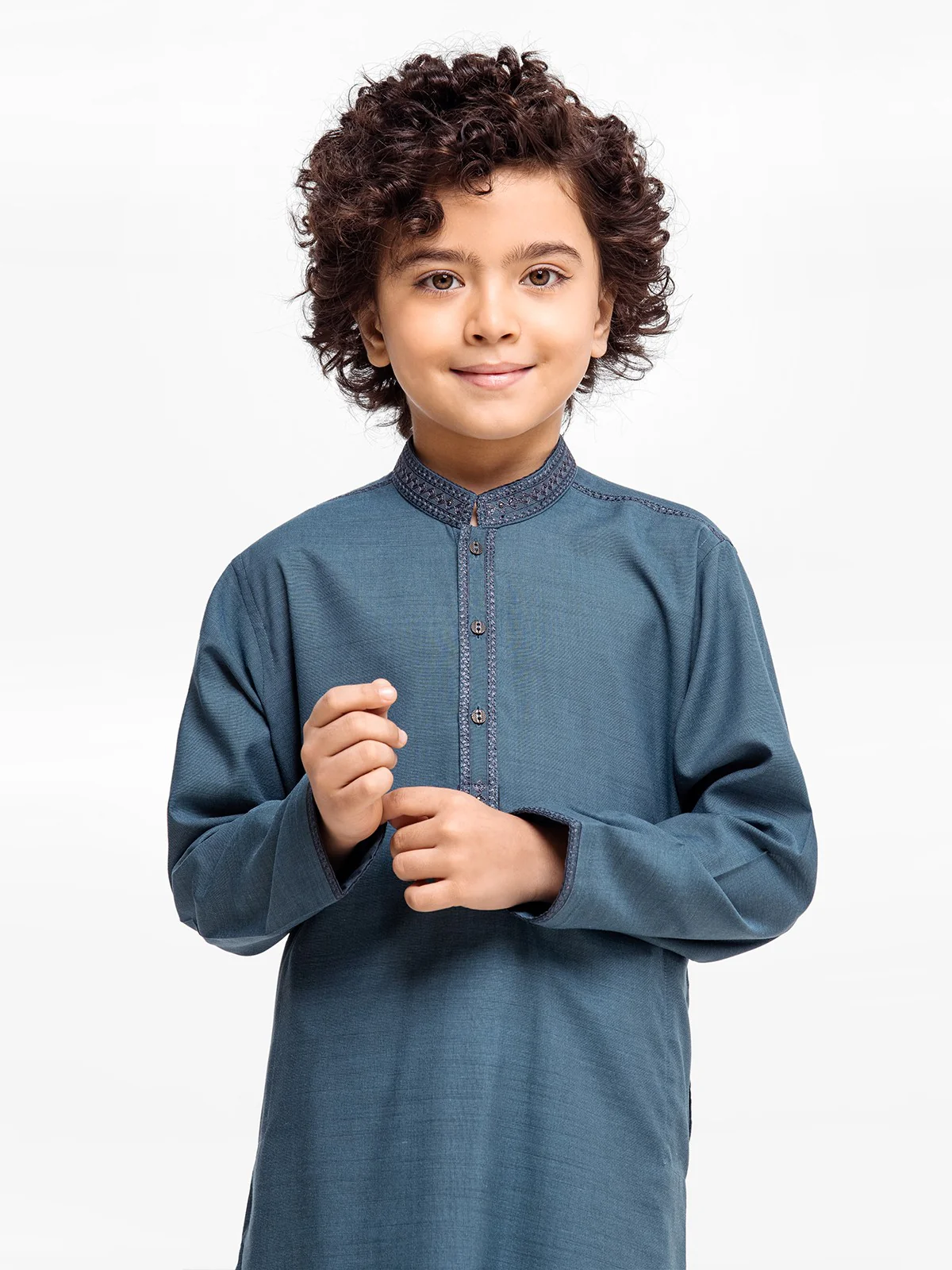 Boy's Teal Blue Kurta Shalwar - EBTKS23-3902 - Image 2