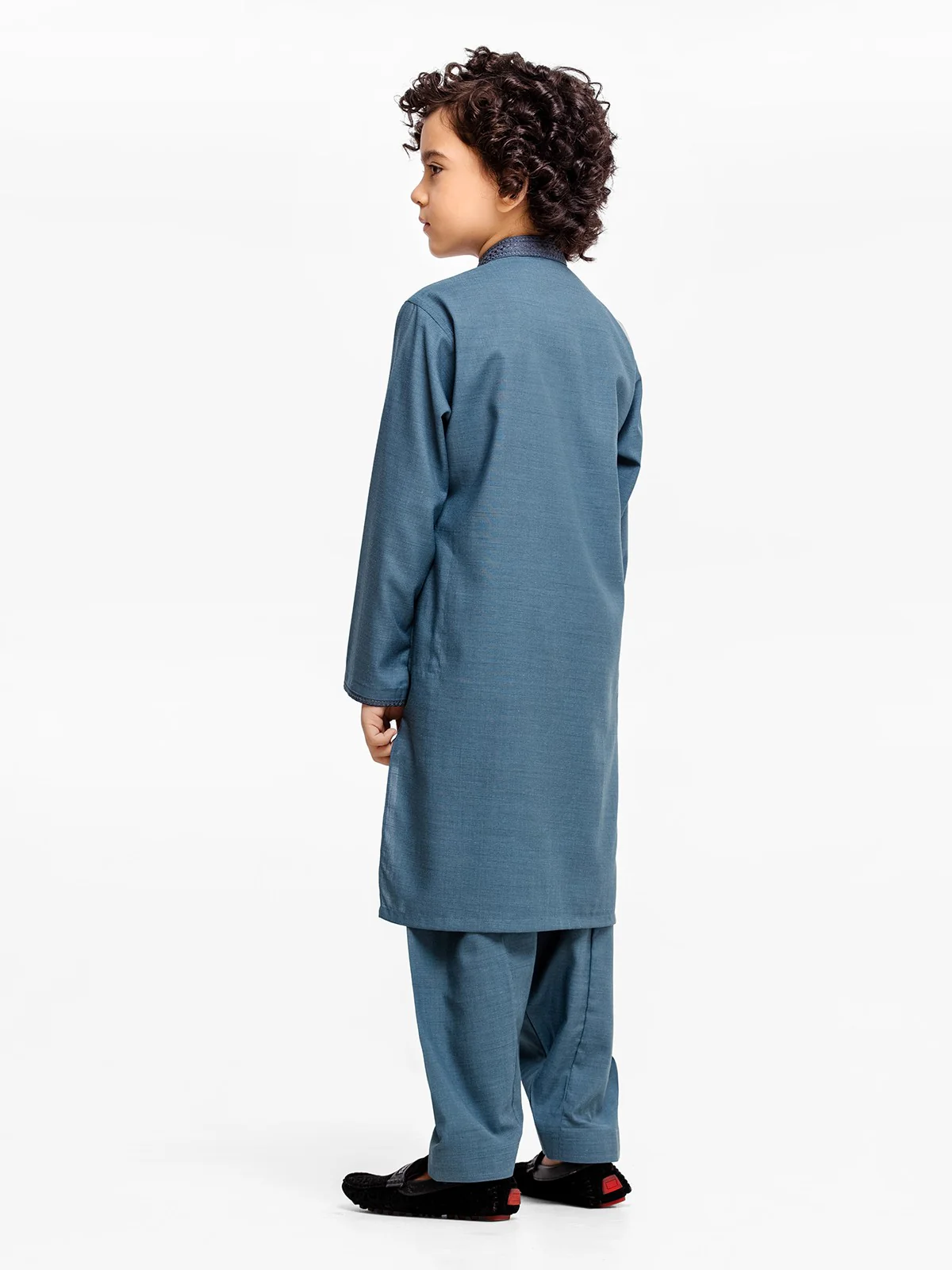 Boy's Teal Blue Kurta Shalwar - EBTKS23-3902 - Image 6