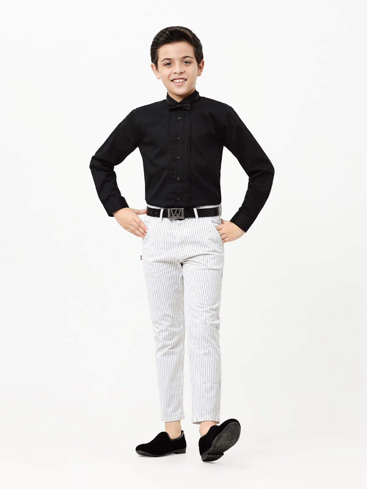 Boy's White & Black Chino Pant - EBBCP23-018 - Image 2