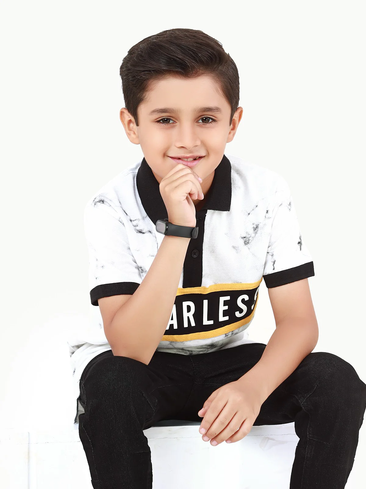 Boy's White & Black Polo Shirt - EBTPS22-014 - Image 2