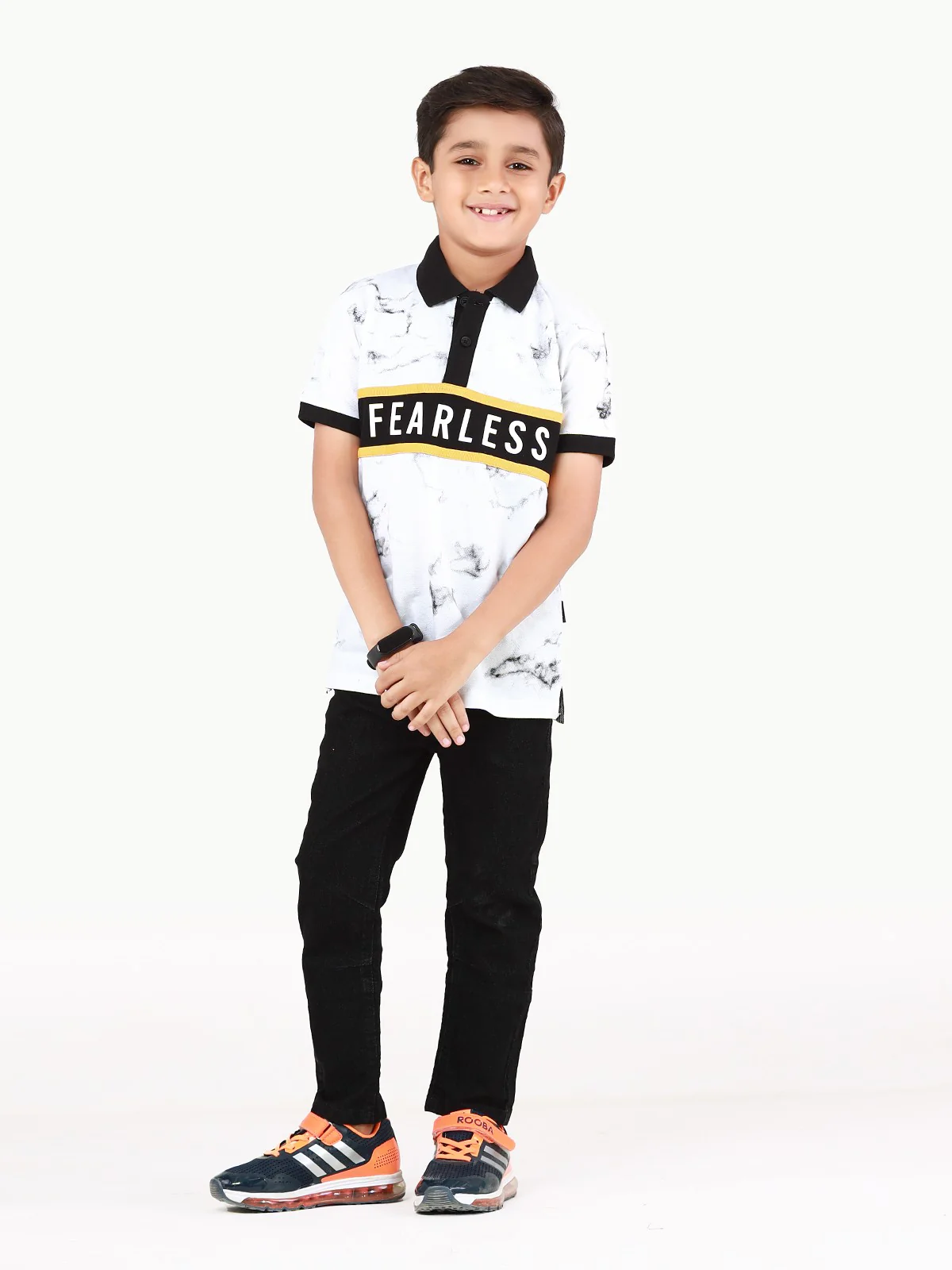 Boy's White & Black Polo Shirt - EBTPS22-014 - Image 3