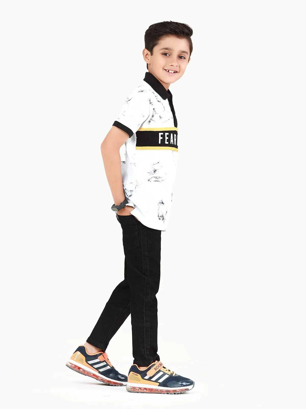 Boy's White & Black Polo Shirt - EBTPS22-014 - Image 4