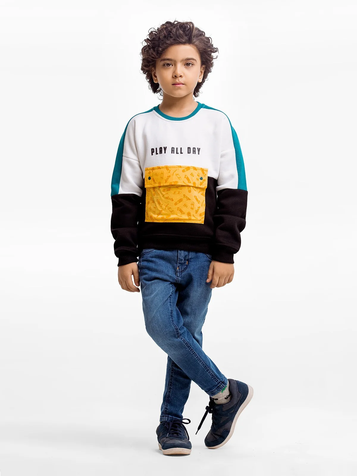 Boy's White & Black Sweatshirt - EBTSS23-001 - Image 2
