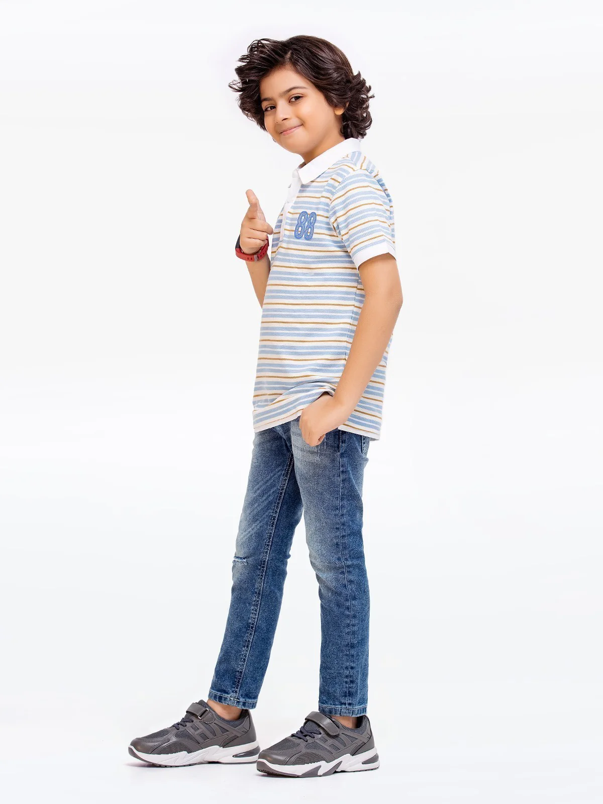 Boy's White & Blue Polo Shirt - EBTPS23-007 - Image 2