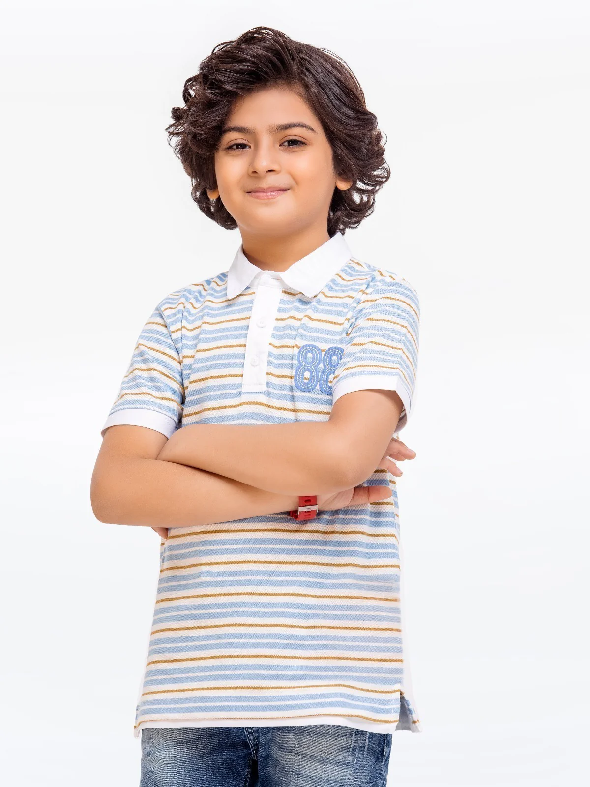 Boy's White & Blue Polo Shirt - EBTPS23-007 - Image 3
