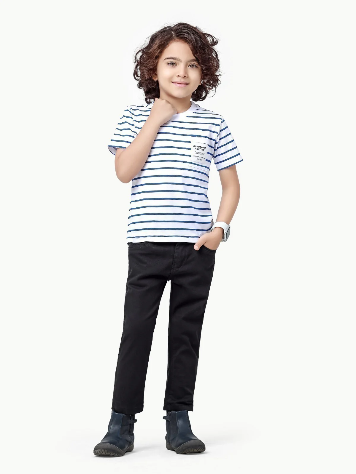 Boy's White & Blue T-Shirt - EBTTS23-017 - Image 2