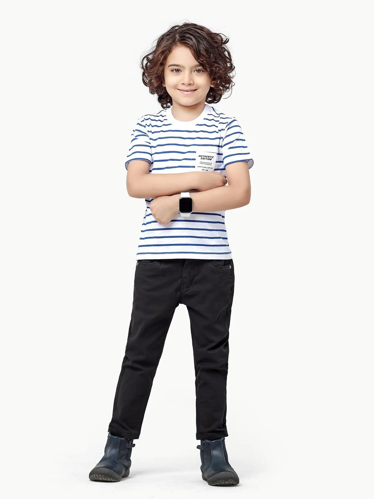Boy's White & Blue T-Shirt - EBTTS23-017 - Image 4