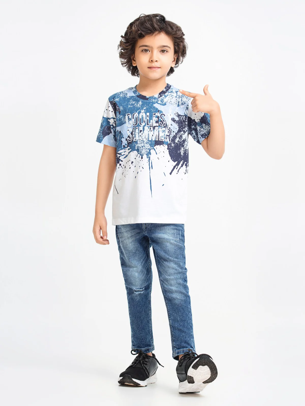 Boy's White & Blue T-Shirt - EBTTS23-028