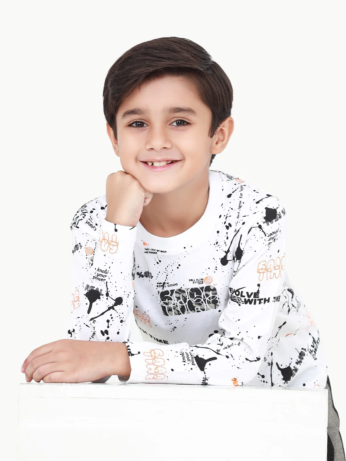 Boy's White Full Sleeve T-Shirt - EBTGF22-009 - Image 3