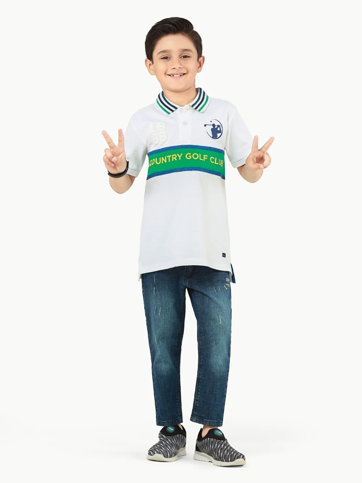Boy's White & Green Polo Shirt - EBTPS22-012 - Image 2